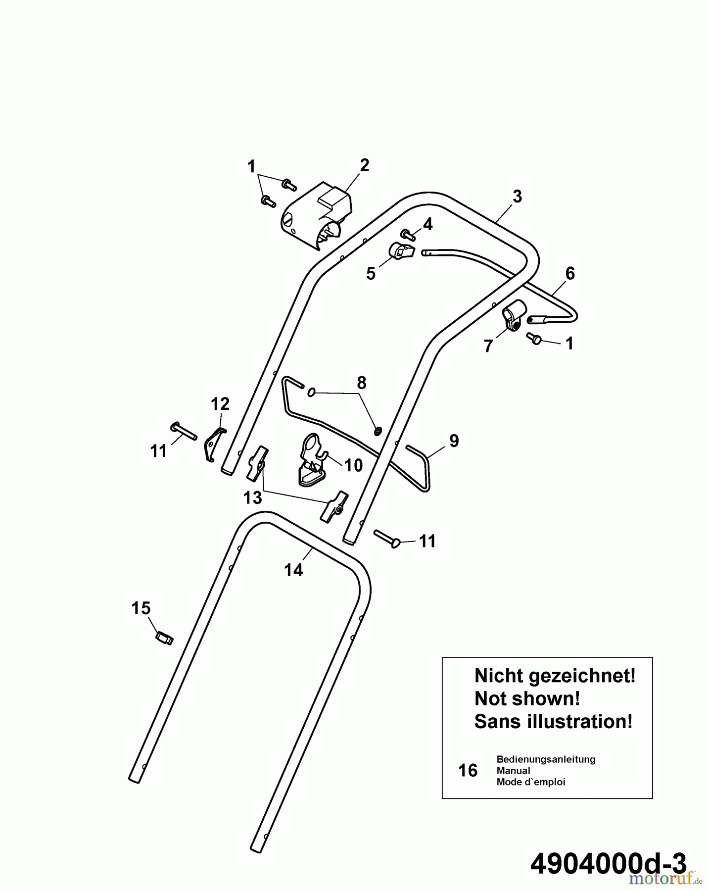  Wolf-Garten Electric mower Compact plus 34 E 4904000 Series D  (2007) Handle