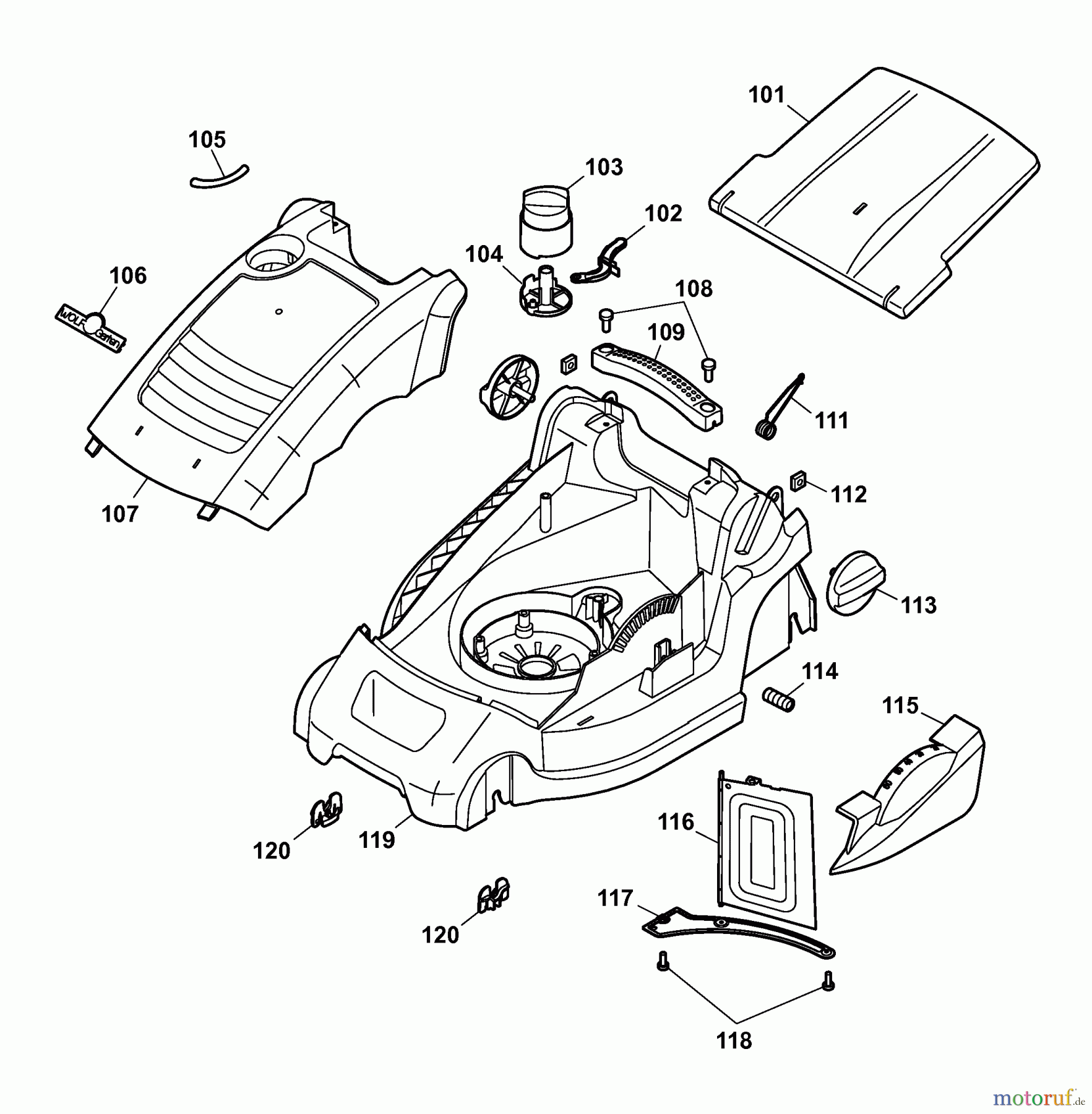  Wolf-Garten Electric mower Compact plus 34 E 4904003 Series B  (2006) Deck housing