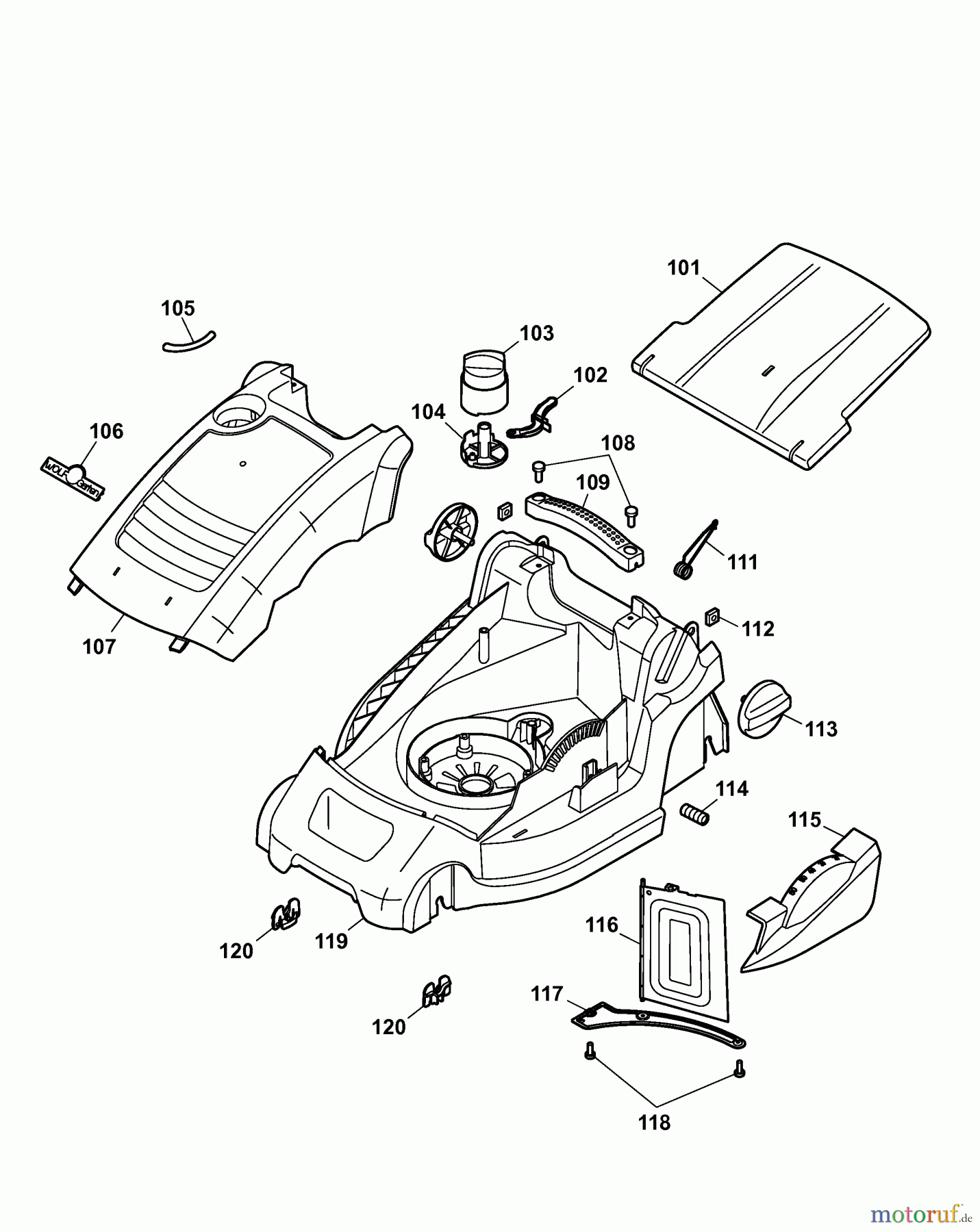  Wolf-Garten Electric mower Compact plus 34 E 4904003 Series E  (2009) Deck housing