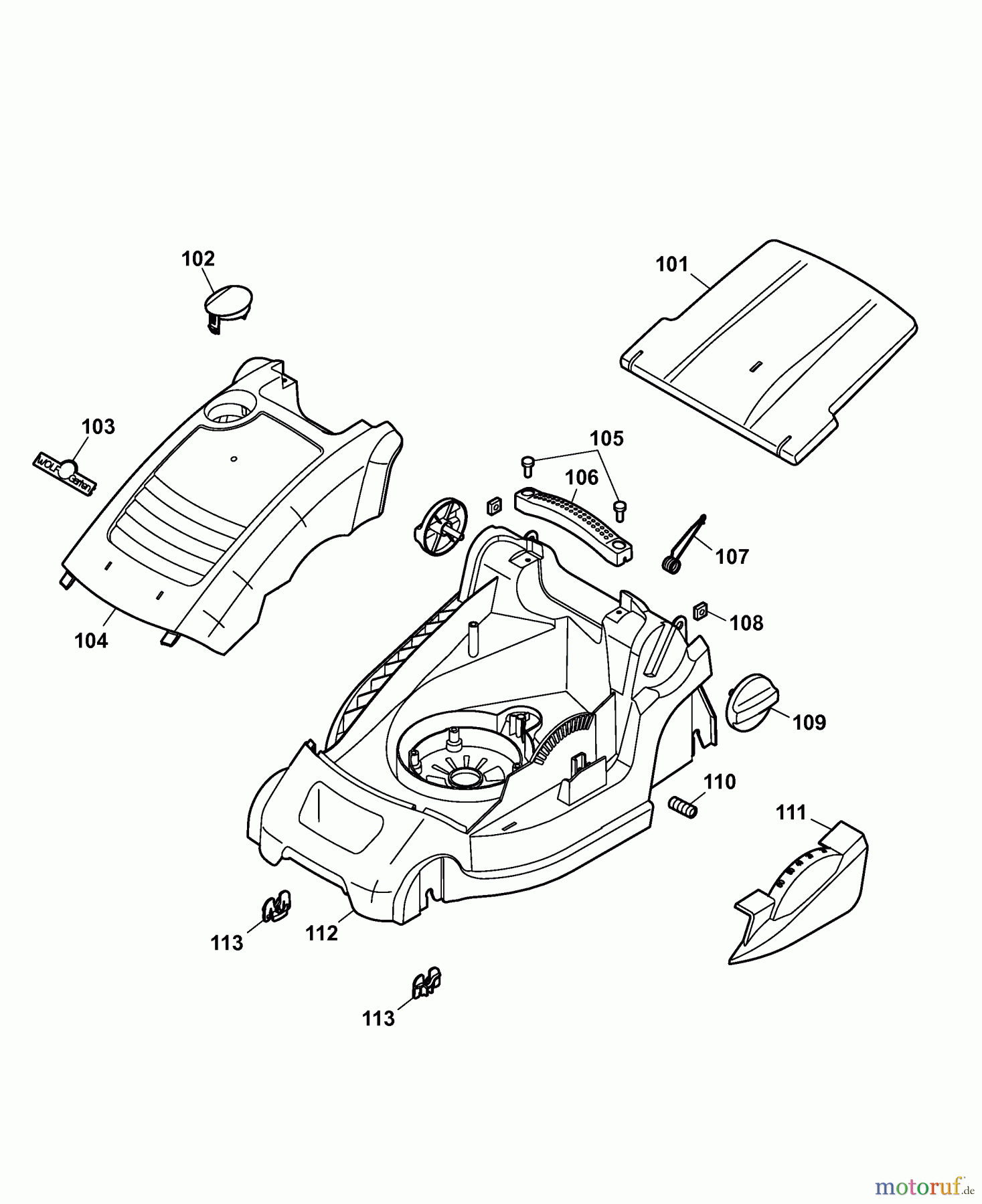  Wolf-Garten Electric mower 2.34 E 4904007 Series B  (2007) Deck housing