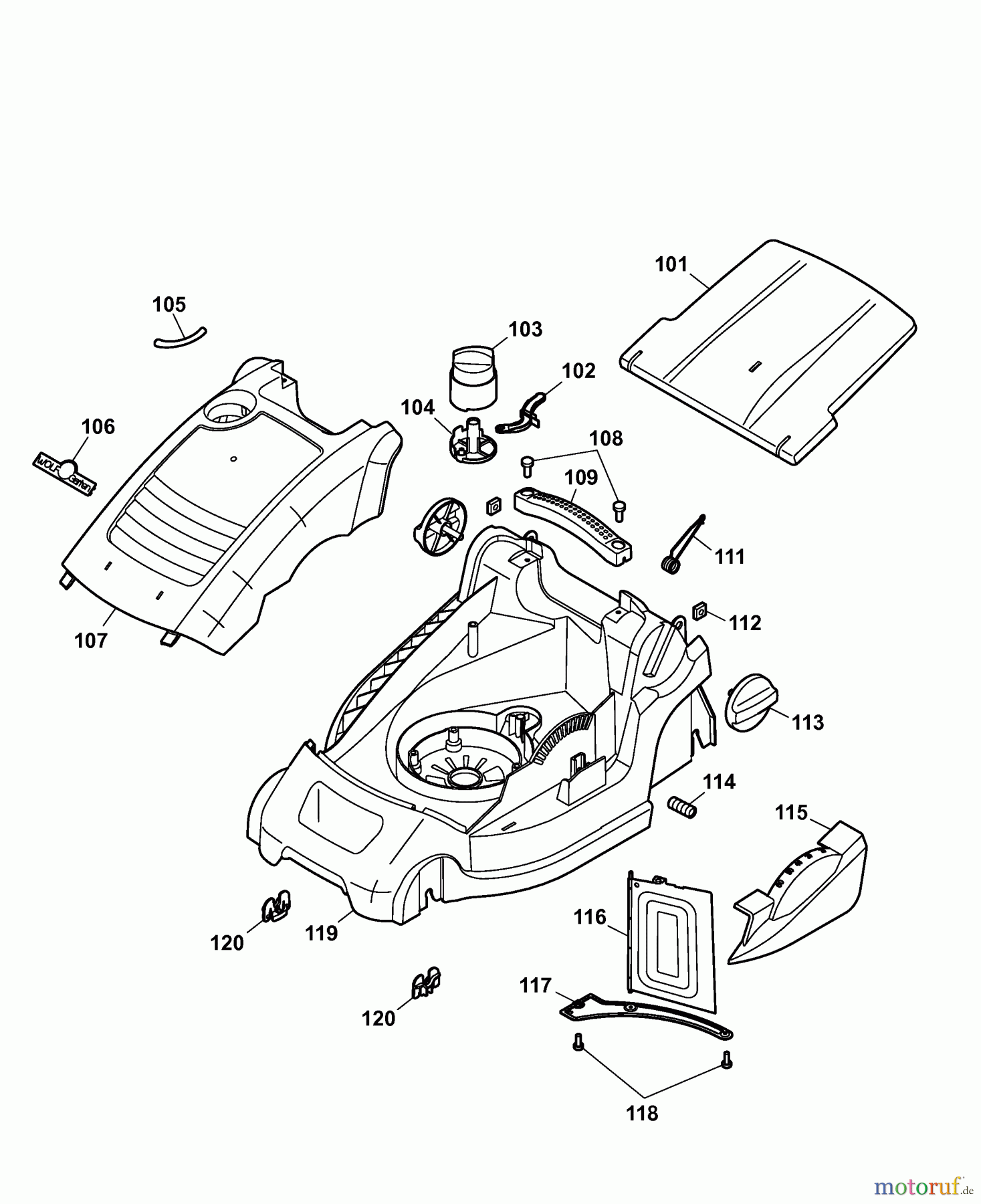  Wolf-Garten Electric mower Compact plus 34 E 4904080 Series B  (2007) Deck housing