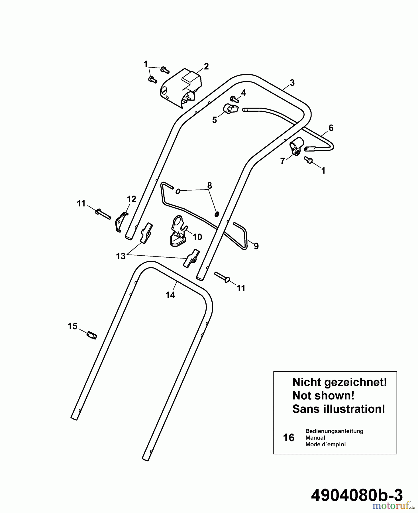  Wolf-Garten Electric mower Compact plus 34 E 4904080 Series B  (2007) Handle