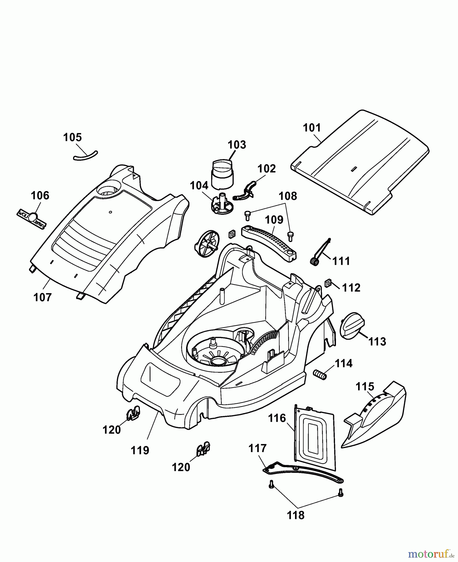  Wolf-Garten Electric mower B plus 34 E 4904085 Series A  (2007) Deck housing