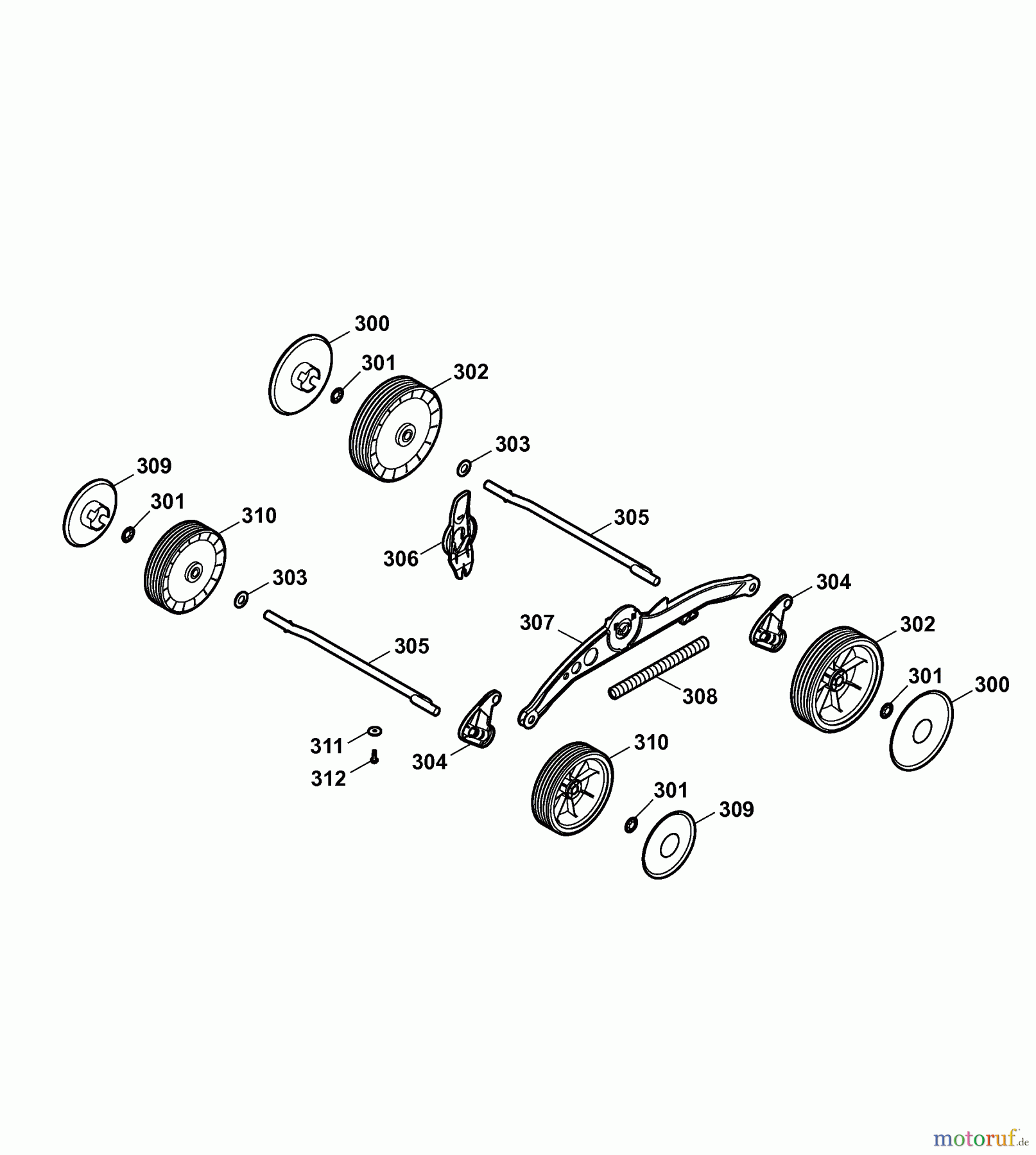  Wolf-Garten Electric mower 2.32 E-1 4905000 Series B  (2007) Wheels, Cutting hight adjustment