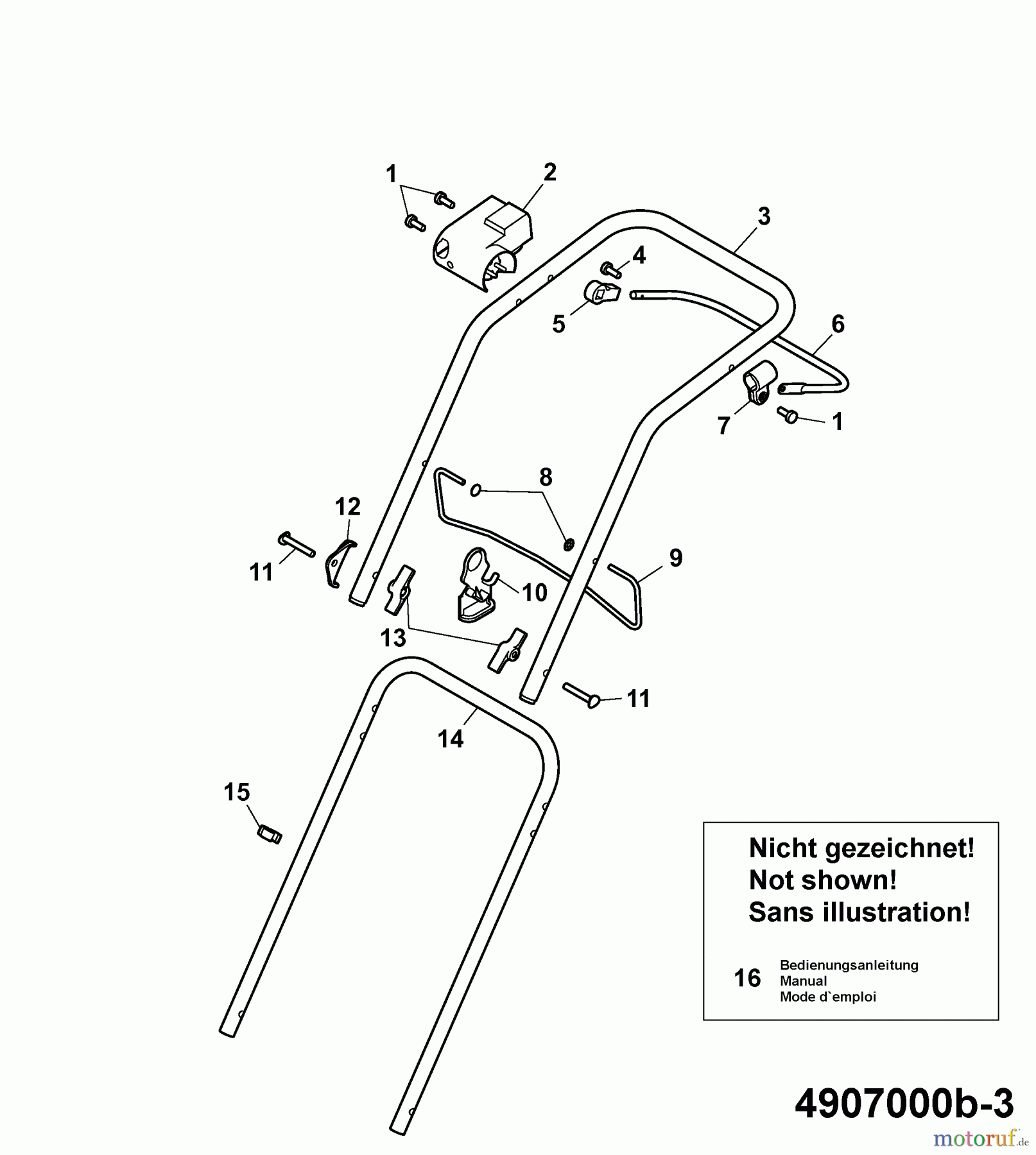  Wolf-Garten Electric mower Compact plus 37 E 4907000 Series B  (2007) Handle