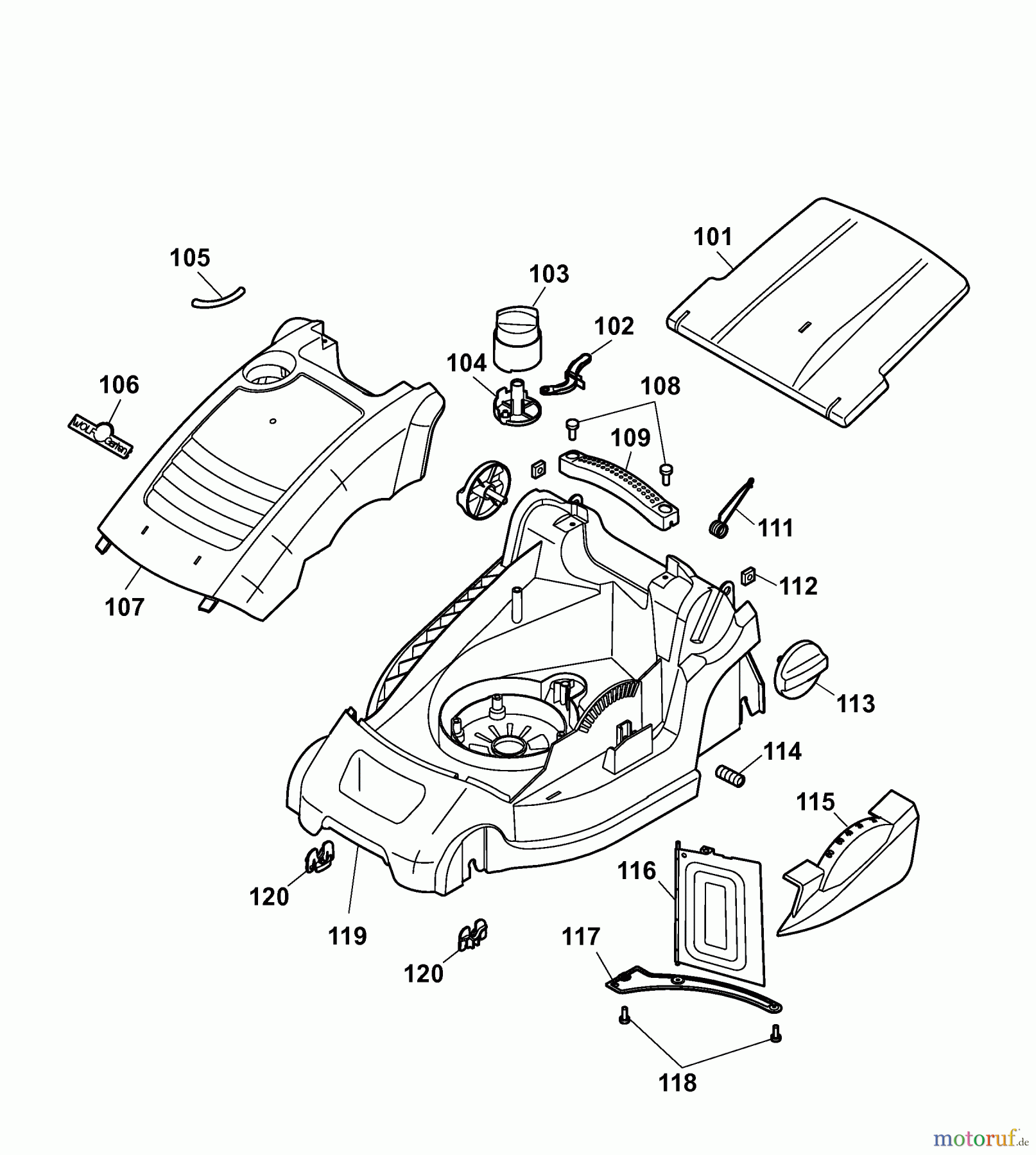  Wolf-Garten Electric mower Compact plus 37 E 4907000 Series C, D  (2007) Deck housing