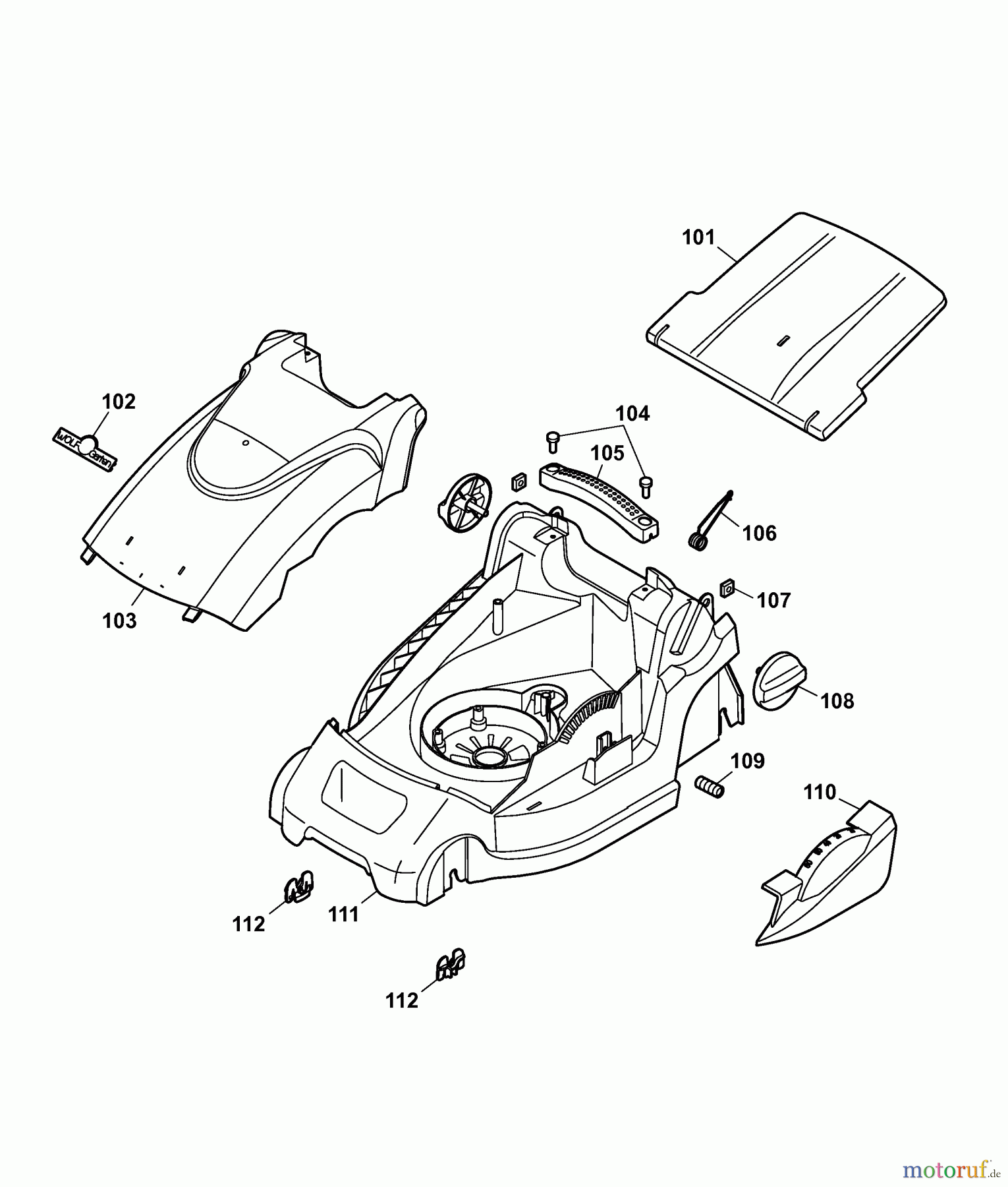  Wolf-Garten Electric mower 2.34 E 4909003 Series A  (2007) Deck housing