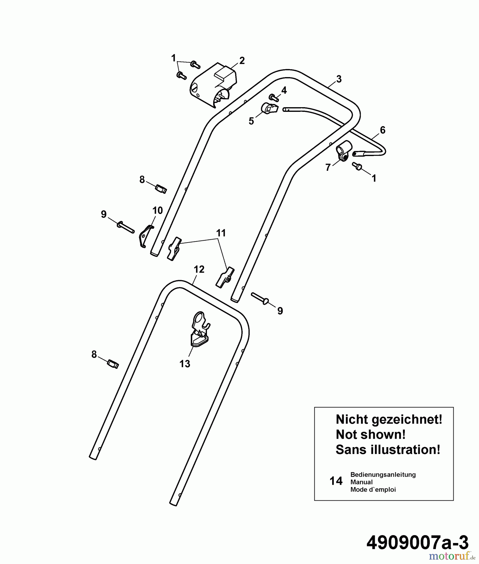  Wolf-Garten Electric mower HE 34 4909007 Series A  (2007) Handle