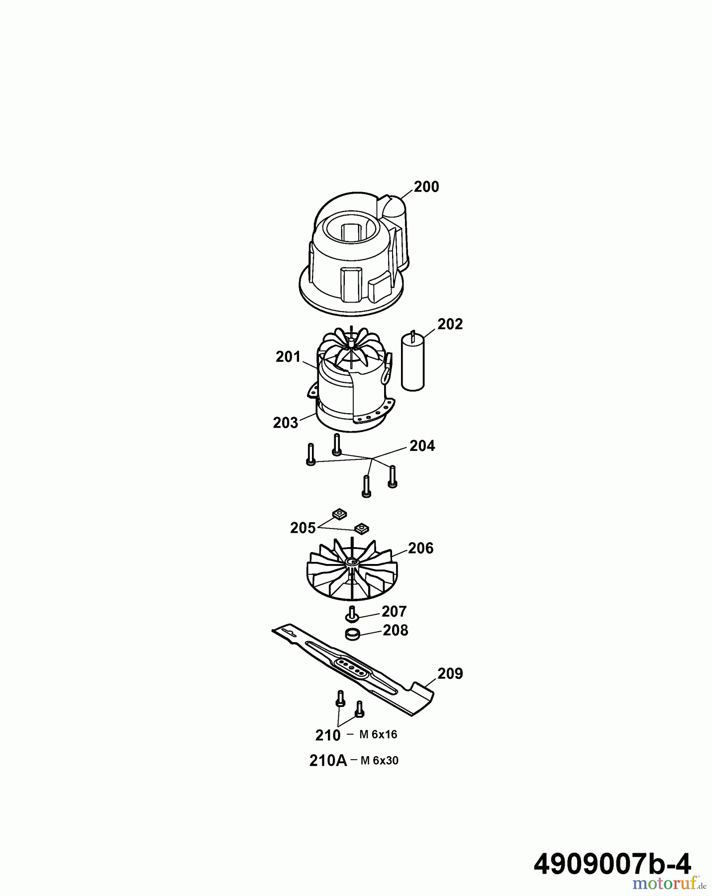  Wolf-Garten Electric mower HE 34 4909007 Series B  (2007) Blade, Blade adapter, Engine