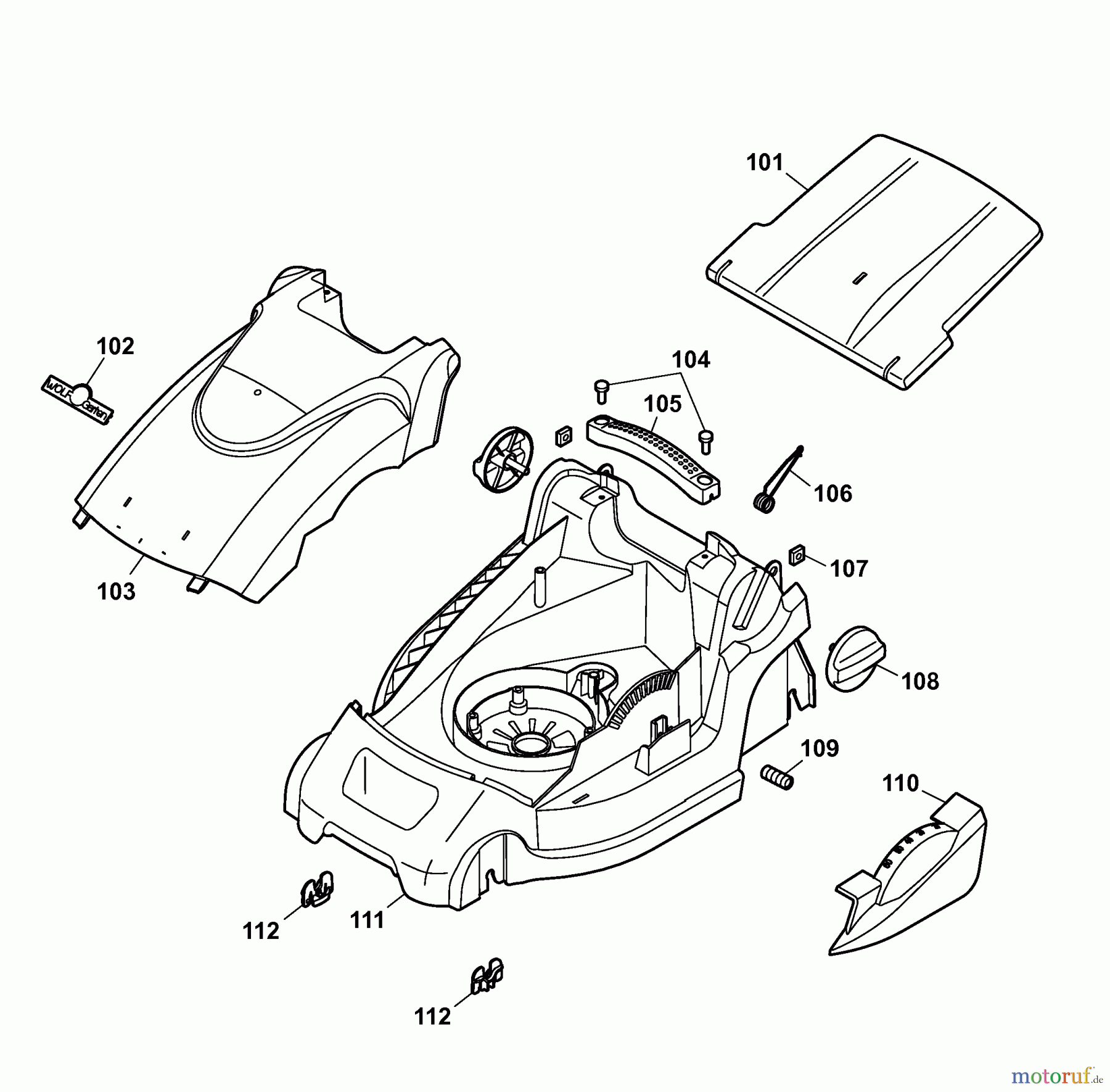  Wolf-Garten Electric mower 2.37 EK 4917004 Series A  (2006) Deck housing