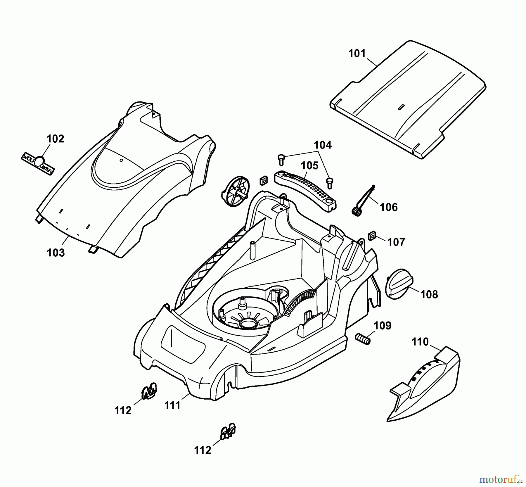  Wolf-Garten Electric mower 2.37 XC 4917006 Series A  (2006) Deck housing