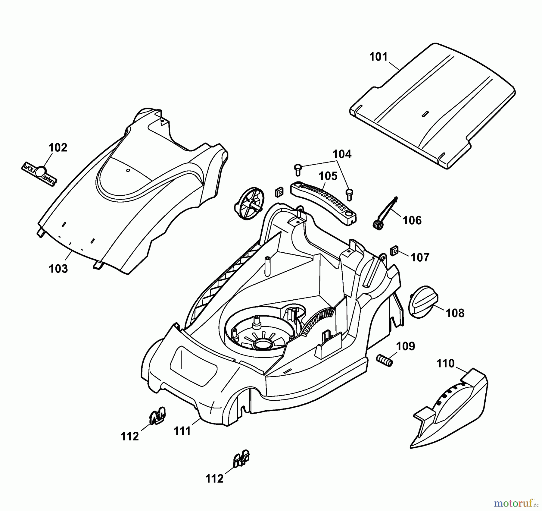  Wolf-Garten Electric mower 2.37 XC 4917006 Series D  (2007) Deck housing