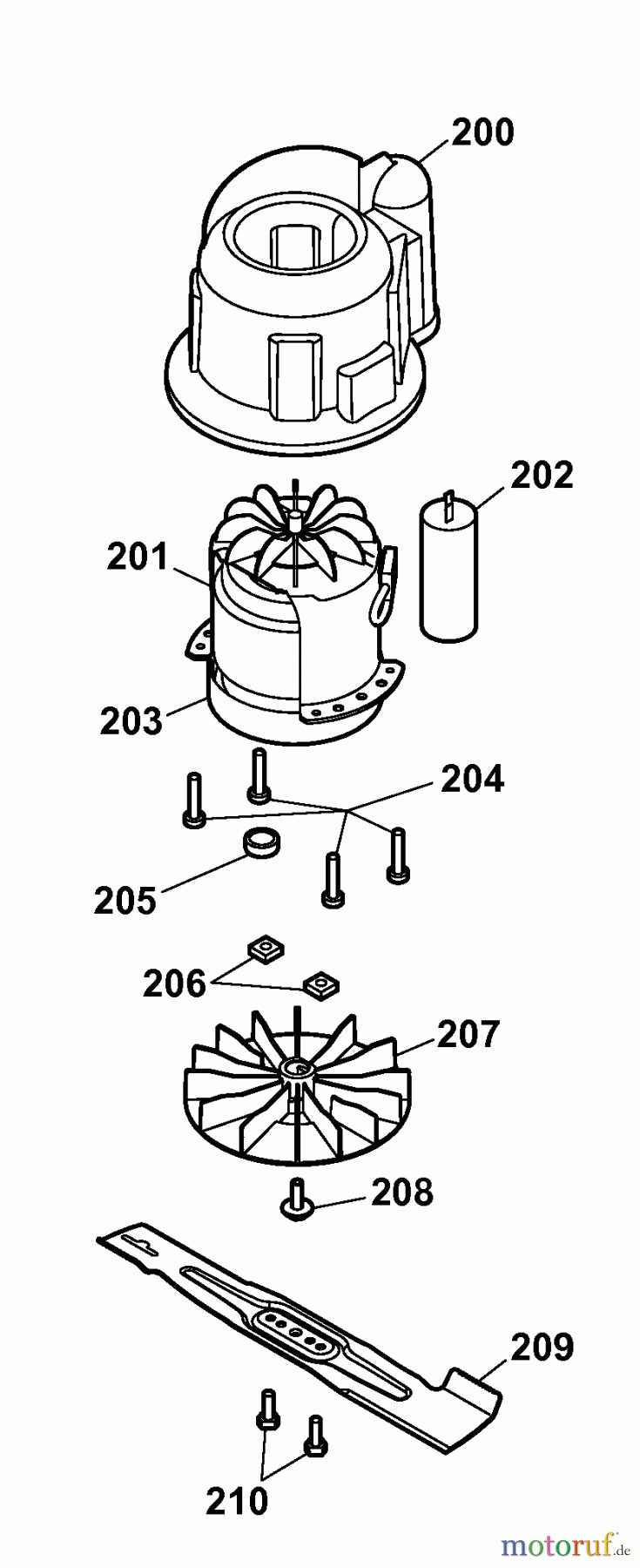  Wolf-Garten Electric mower 37 E 4917008 Series A  (2009) Blade, Blade adapter, Engine