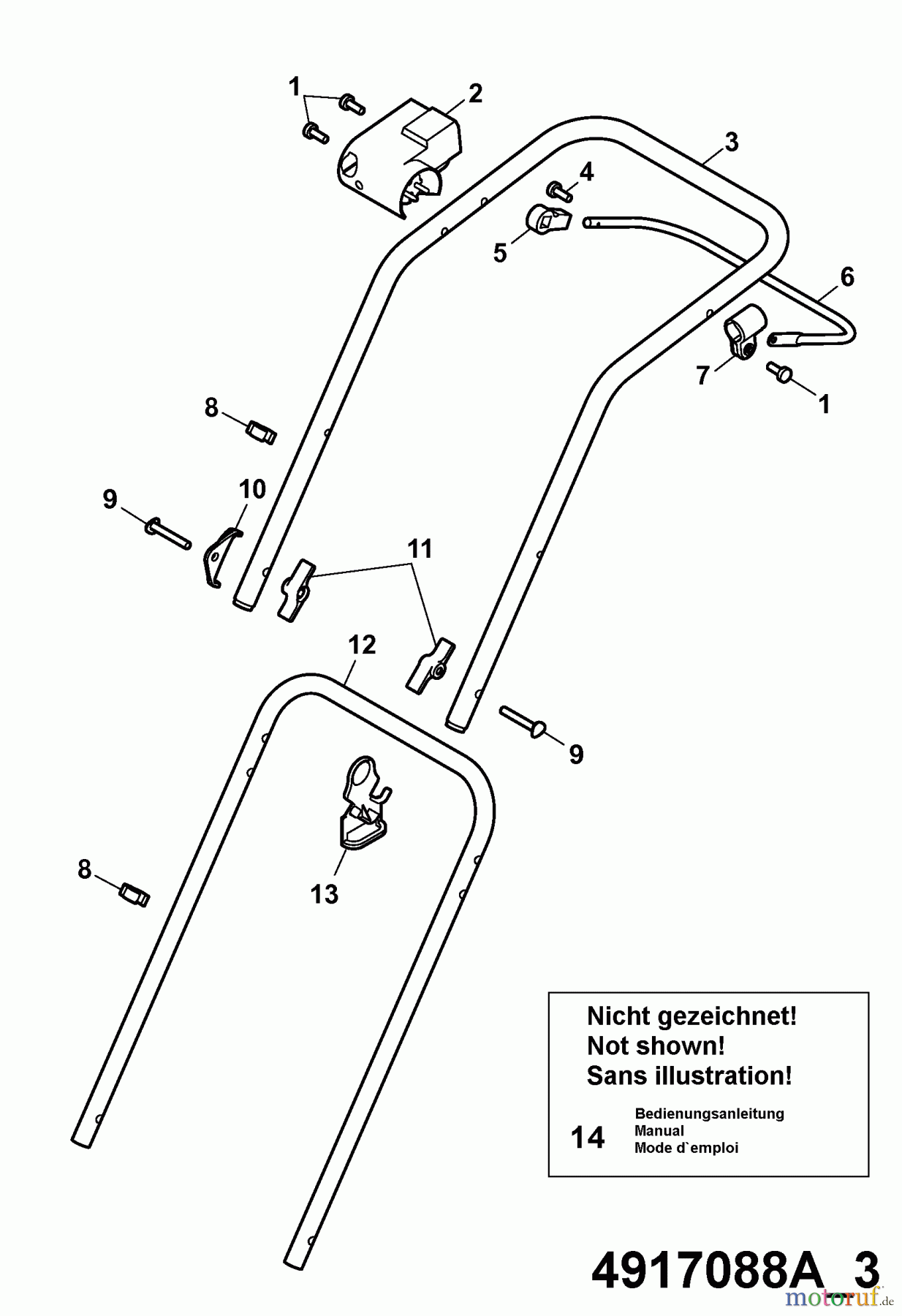  Wolf-Garten Electric mower 1.37 XC 4917088 Series A  (2008) Handle