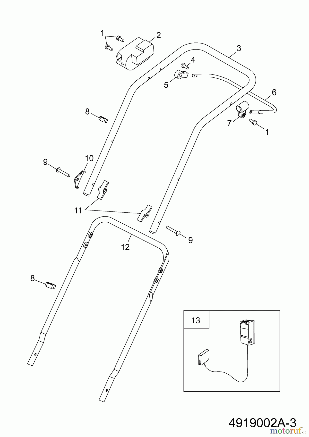  Wolf-Garten Battery mower Li-Ion Power 34 4919002 Series B  (2009) Handle, Switch