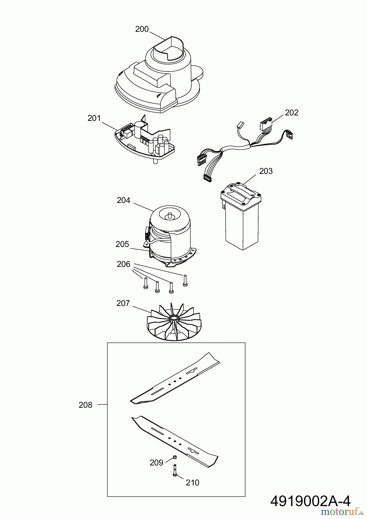  Wolf-Garten Battery mower Li-Ion Power 34 4919002 Series A  (2009) Blade, Blade adapter, Engine