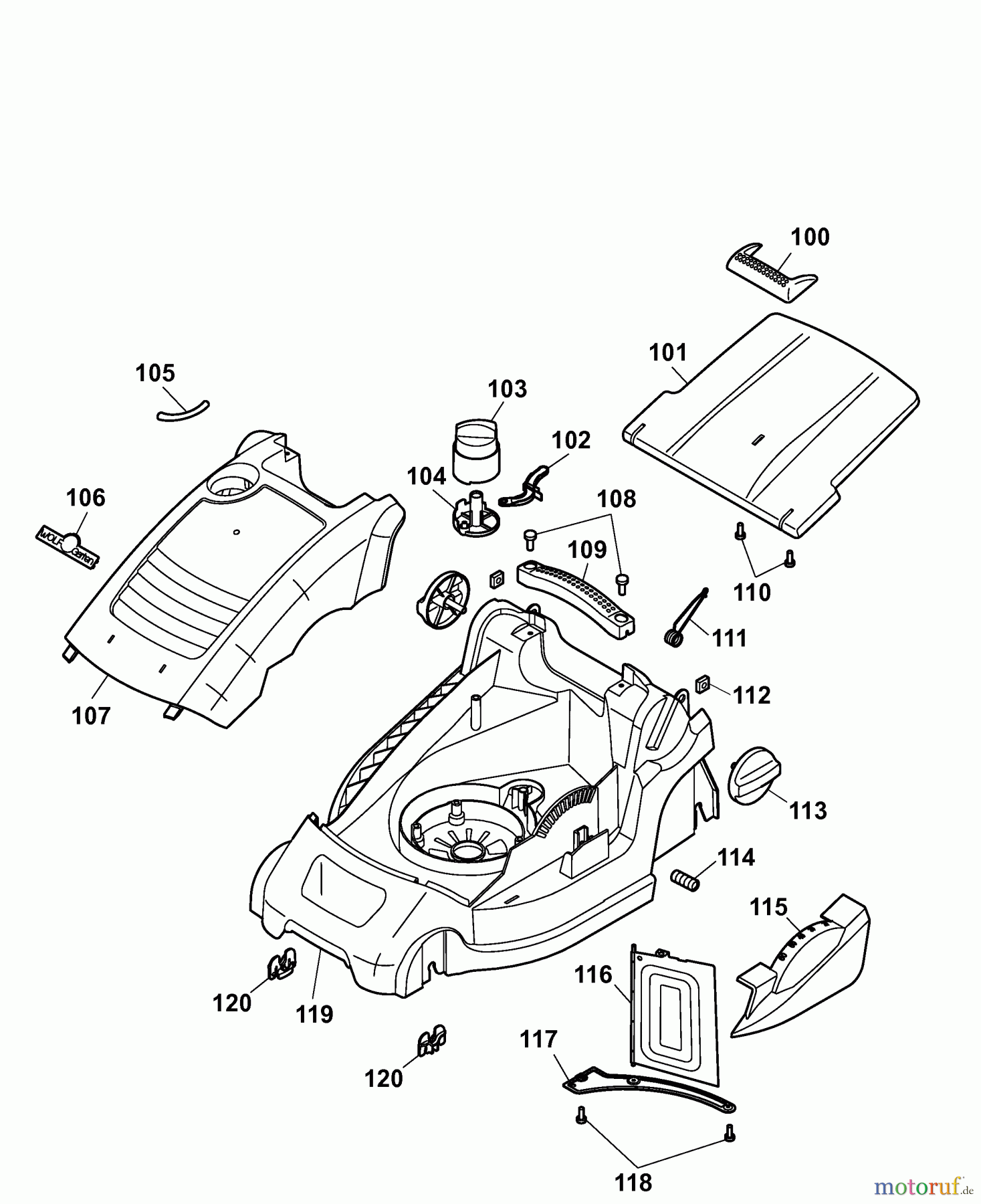  Wolf-Garten Electric mower Power Edition 34 E 4924000 Series C  (2007) Deck housing