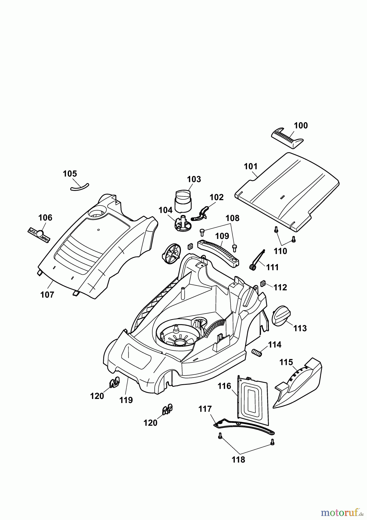  Wolf-Garten Electric mower Power Edition 34 E 4924000 Series E  (2009) Deck housing