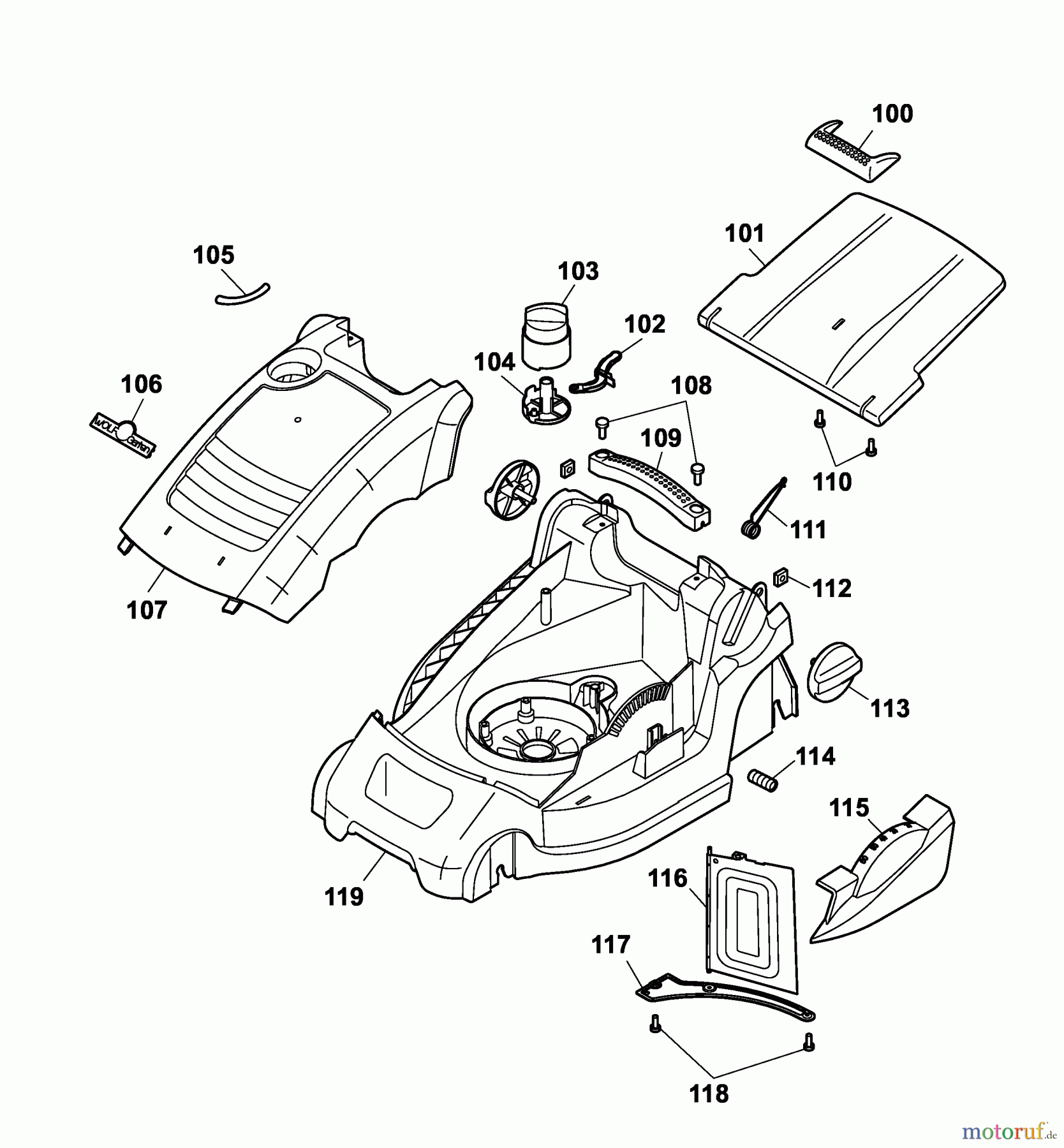  Wolf-Garten Electric mower Power Edition 34 E 4924003 Series A  (2005) Deck housing