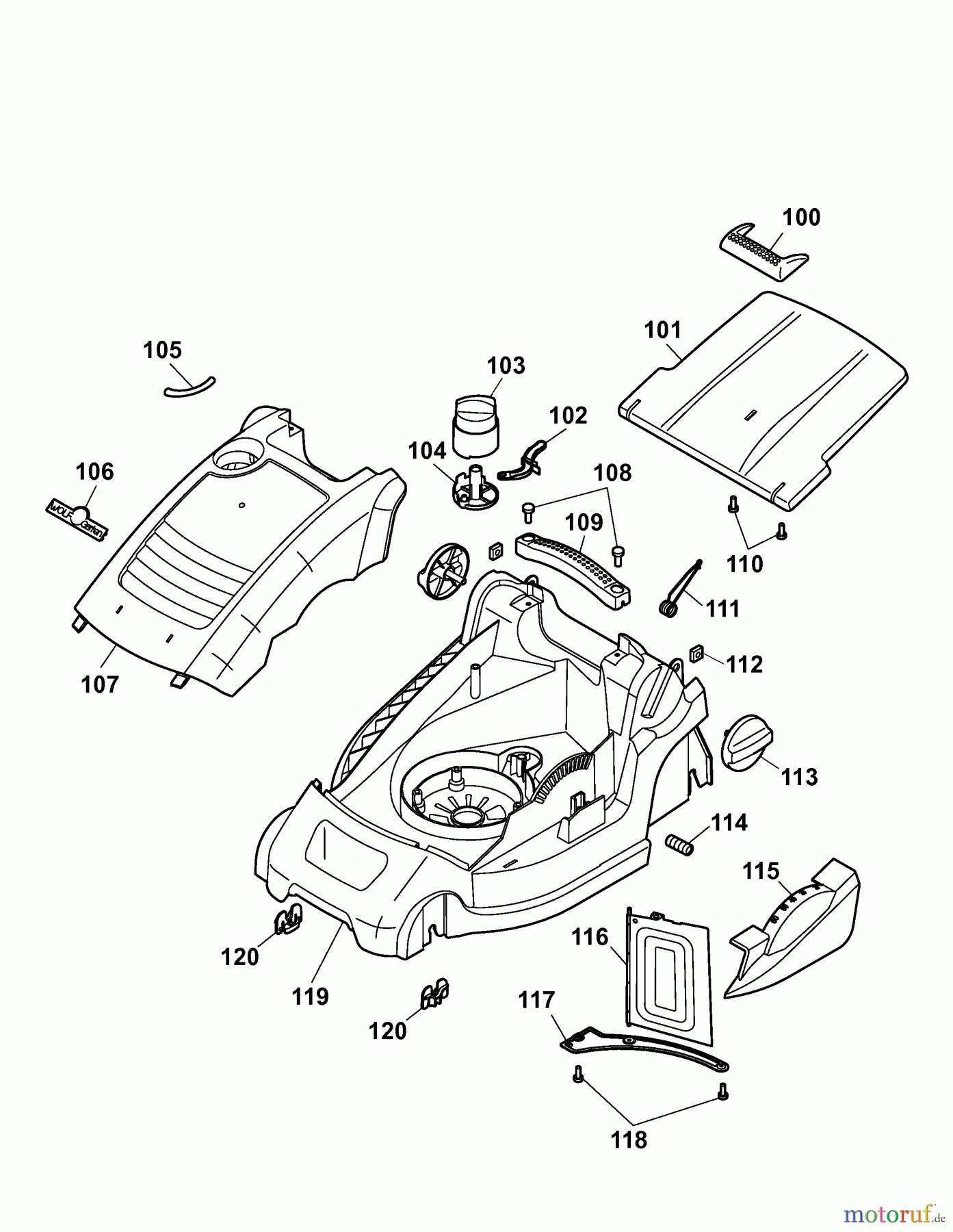  Wolf-Garten Electric mower Power Edition 34 E 4924003 Series B  (2007) Deck housing