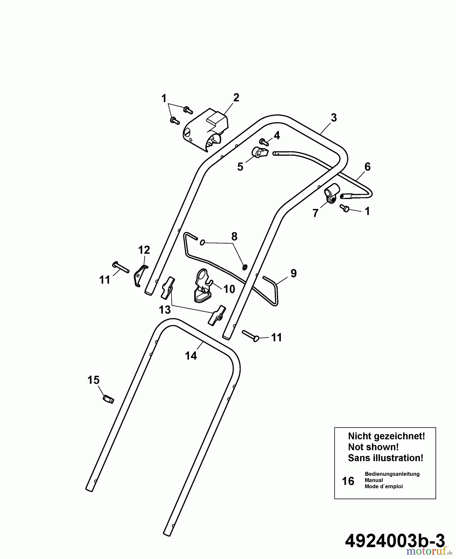  Wolf-Garten Electric mower Power Edition 34 E 4924003 Series B  (2007) Handle