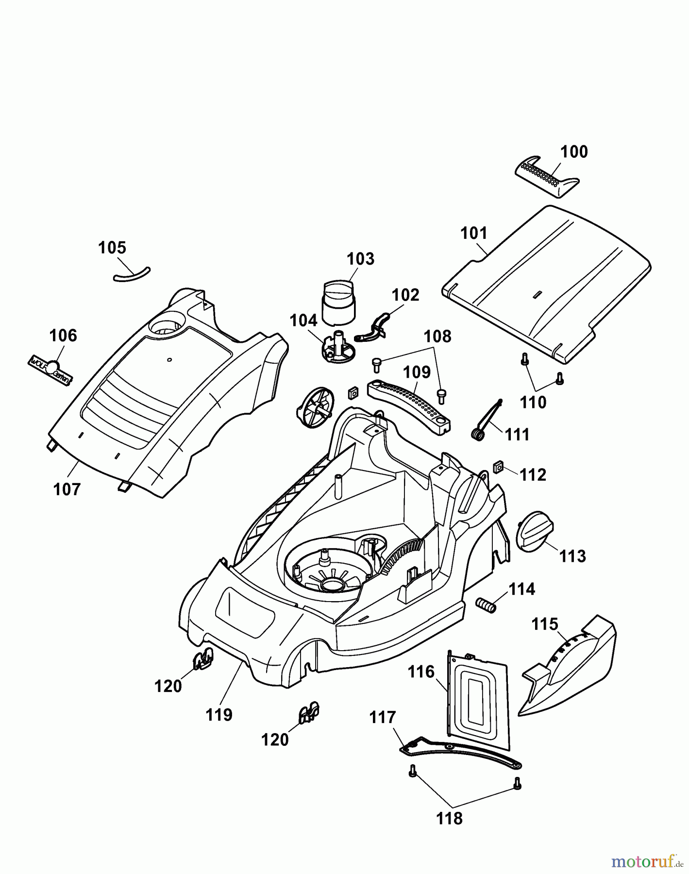  Wolf-Garten Electric mower Power Edition 34 E 4924003 Series C  (2007) Deck housing