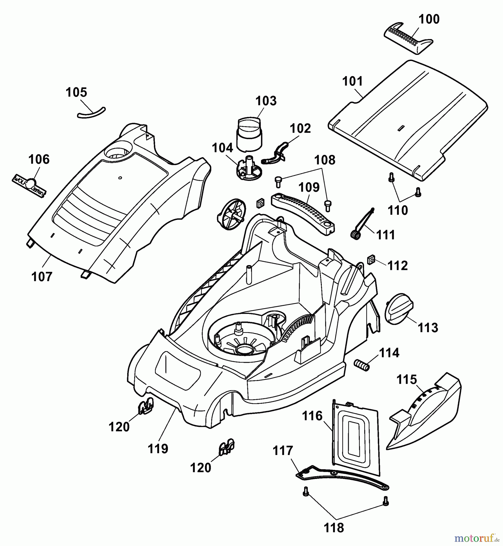  Wolf-Garten Electric mower Power Edition 34 E 4924003 Series D  (2007) Deck housing