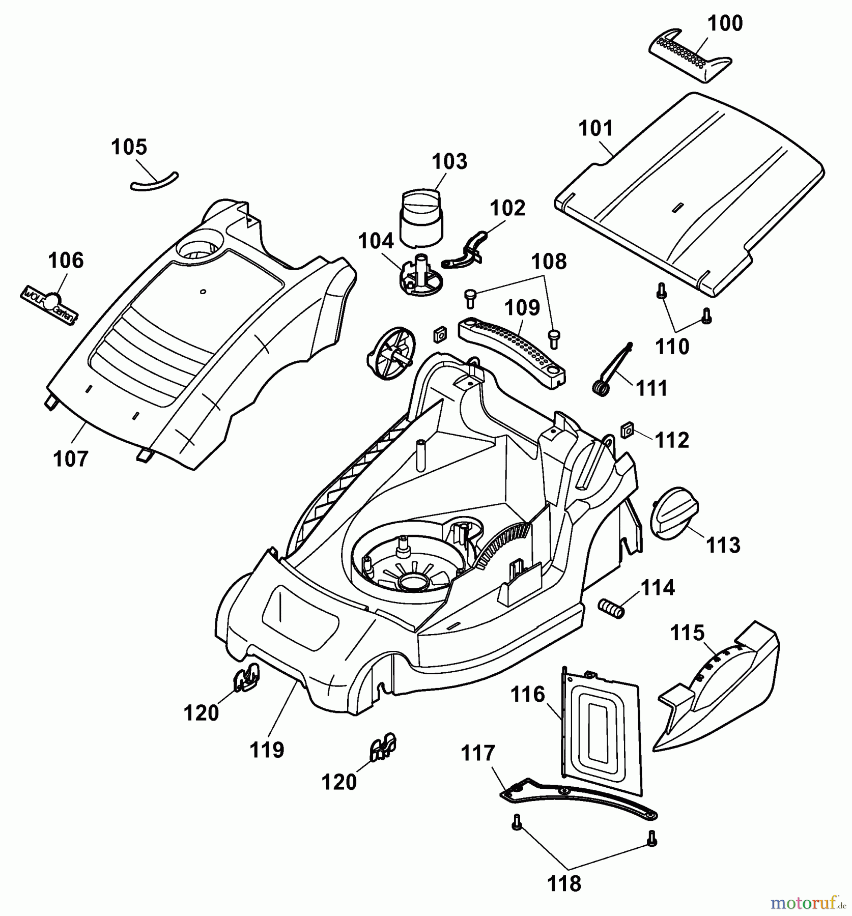  Wolf-Garten Electric mower Power Edition 37 E 4927000 Series D  (2007) Deck housing