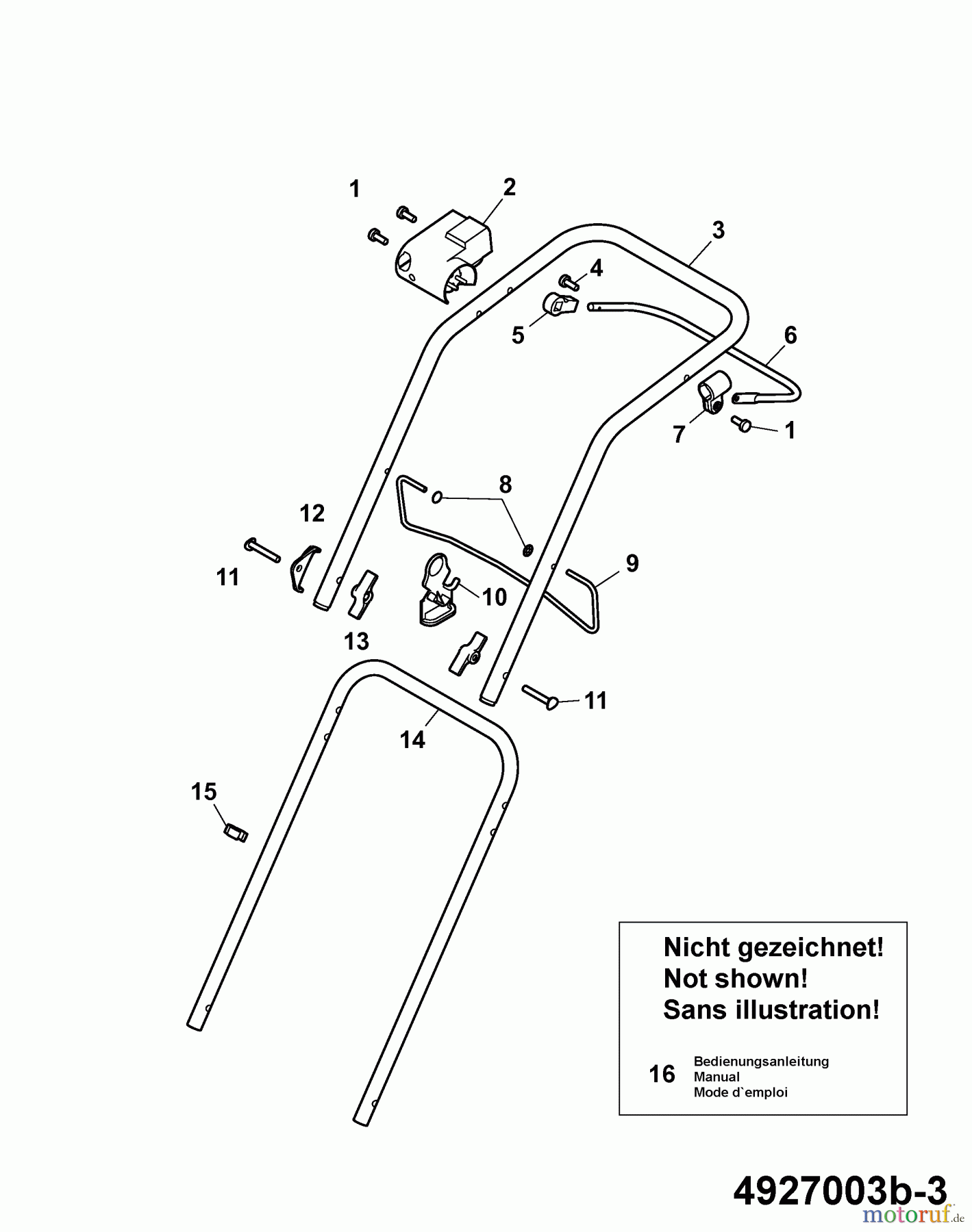  Wolf-Garten Electric mower Power Edition 37 E 4927003 Series B  (2007) Handle