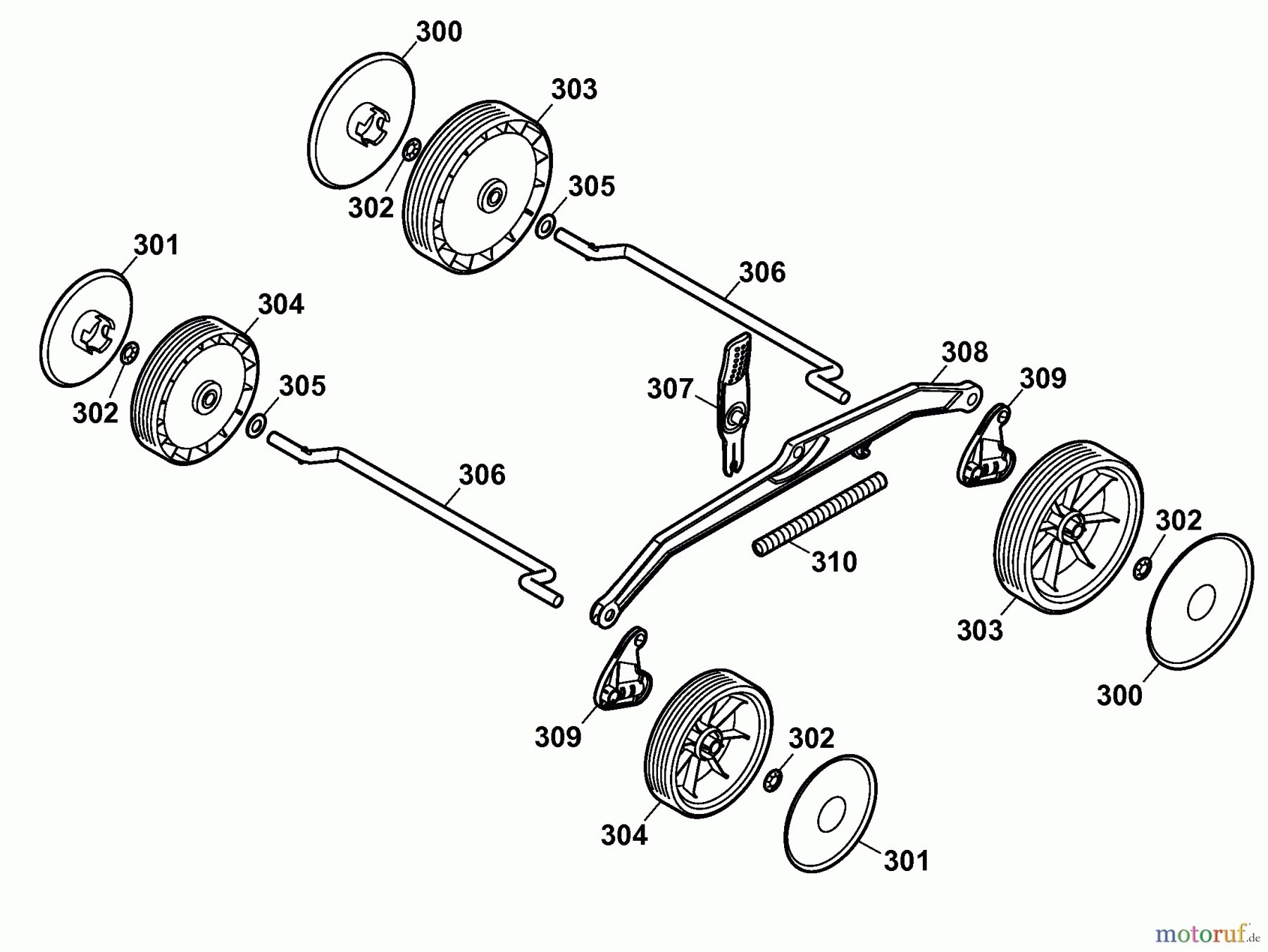  Wolf-Garten Electric mower Power 1500 4927008 Series C  (2008) Wheels, Cutting hight adjustment