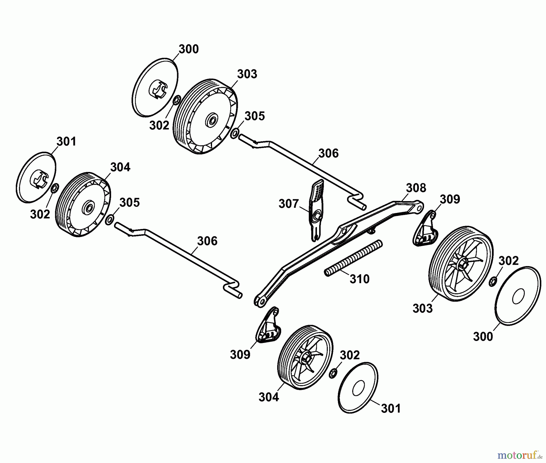  Wolf-Garten Hybrid mower Hybrid Power 37 4939002 Series A  (2009) Height adjustment, Wheels