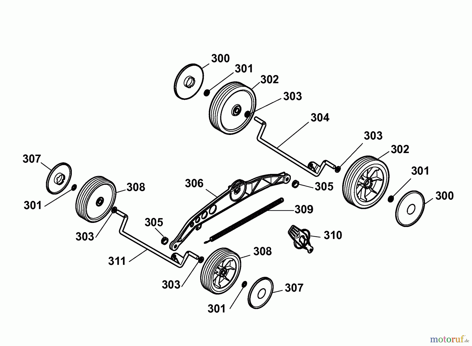  Wolf-Garten Hybrid mower Hybrid Power 40 4949002 Series A  (2009) Wheels, Cutting hight adjustment