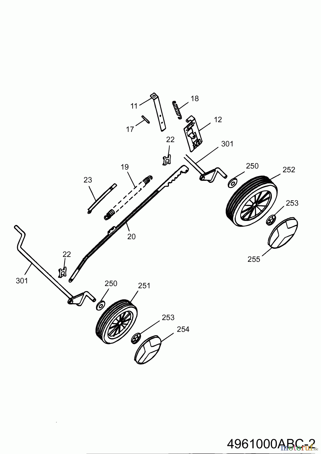  Wolf-Garten Electric mower Esprit 40 E 4961003 Series A, B, C  (2002) Wheels, Cutting hight adjustment