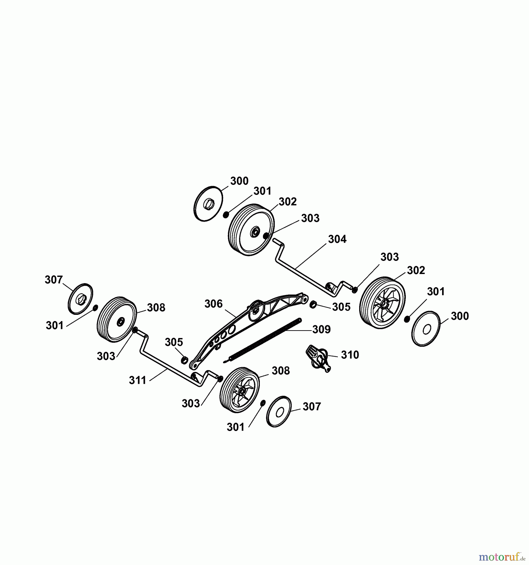  Wolf-Garten Electric mower 2.40 XM 4968004 Series A  (2007) Height adjustment, Wheels