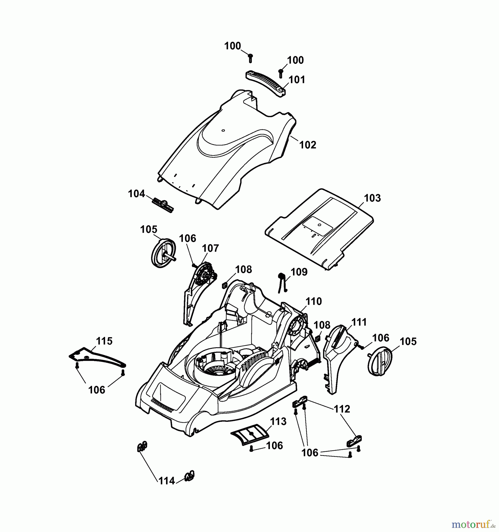  Wolf-Garten Electric mower 2.40 XC 4968006 Series A  (2007) Deck housing