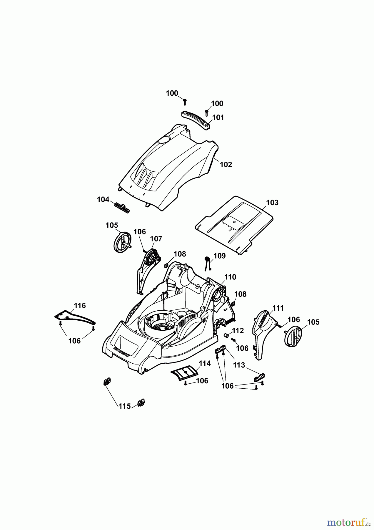  Wolf-Garten Electric mower 1.40 XC 4968088 Series D  (2009) Deck housing