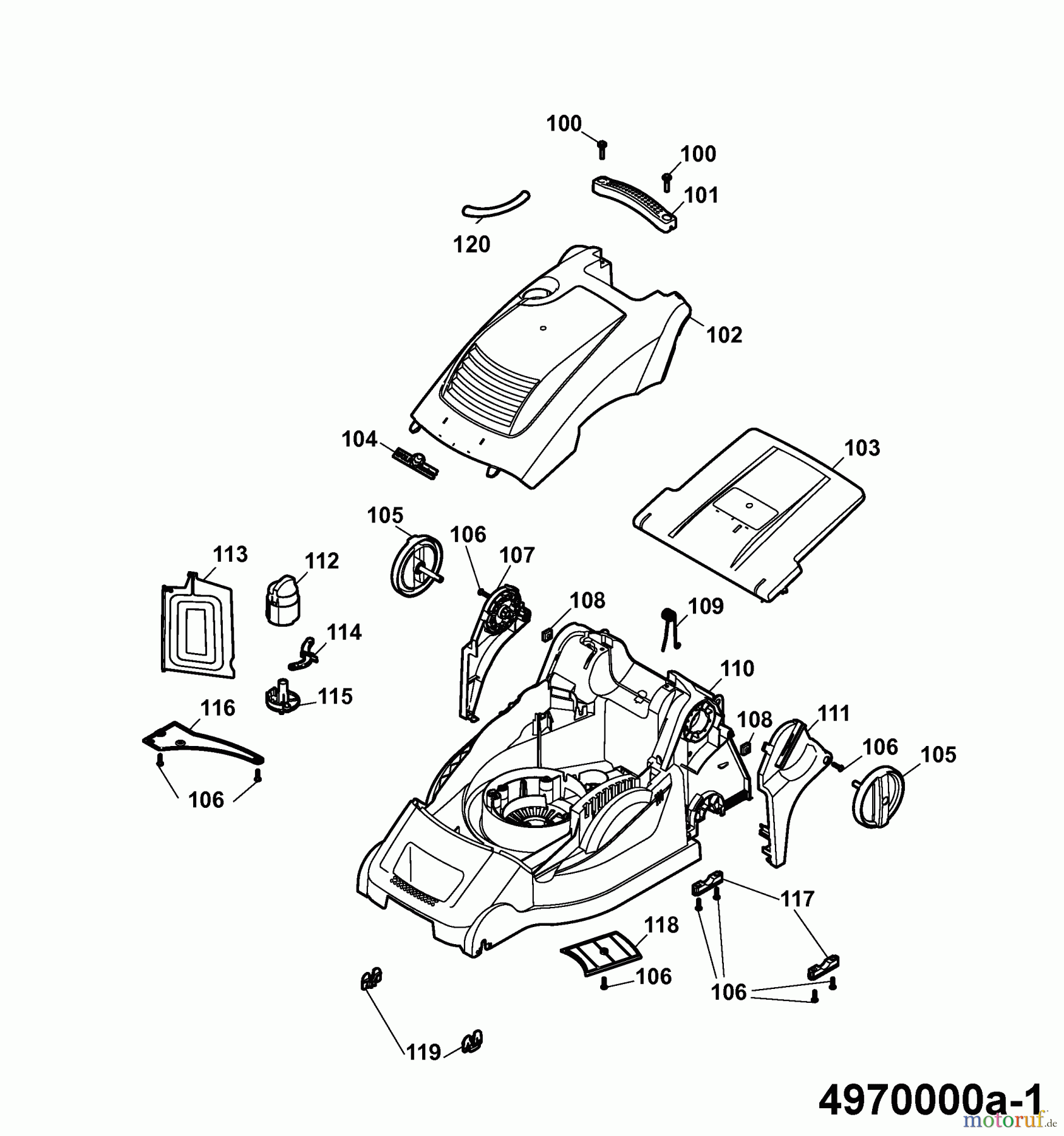  Wolf-Garten Electric mower Compact plus 40 E-1 4970000 Series A  (2006) Deck housing