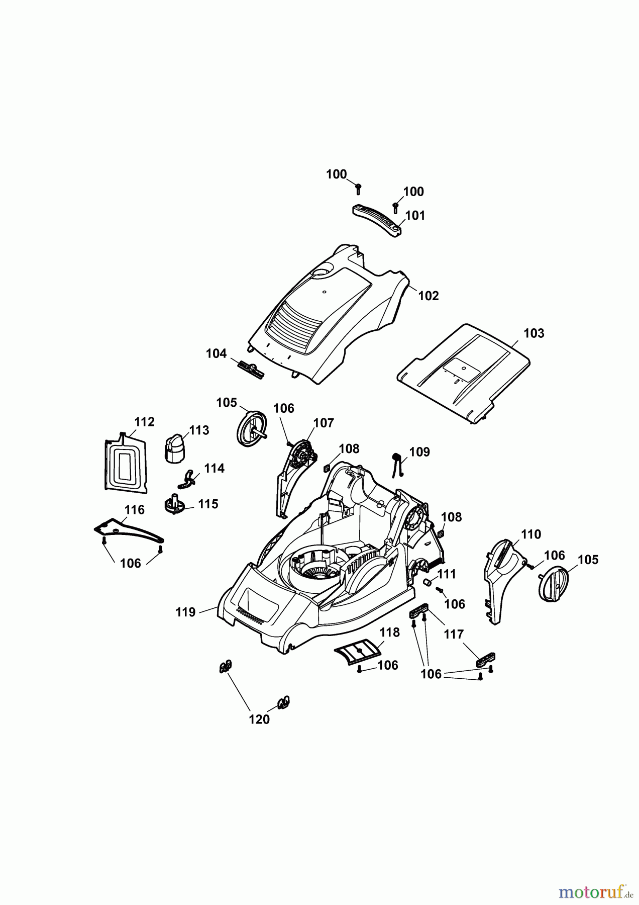  Wolf-Garten Electric mower Compact plus 40 E-1 4970000 Series B  (2009) Deck housing