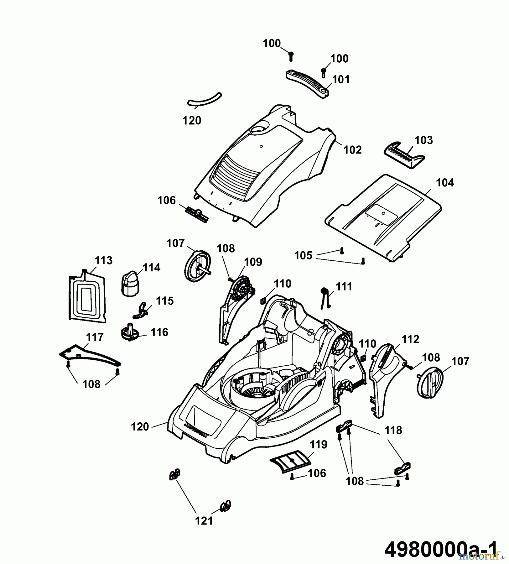  Wolf-Garten Electric mower Power Edition 40 E-1 4980000 Series A  (2006) Deck housing