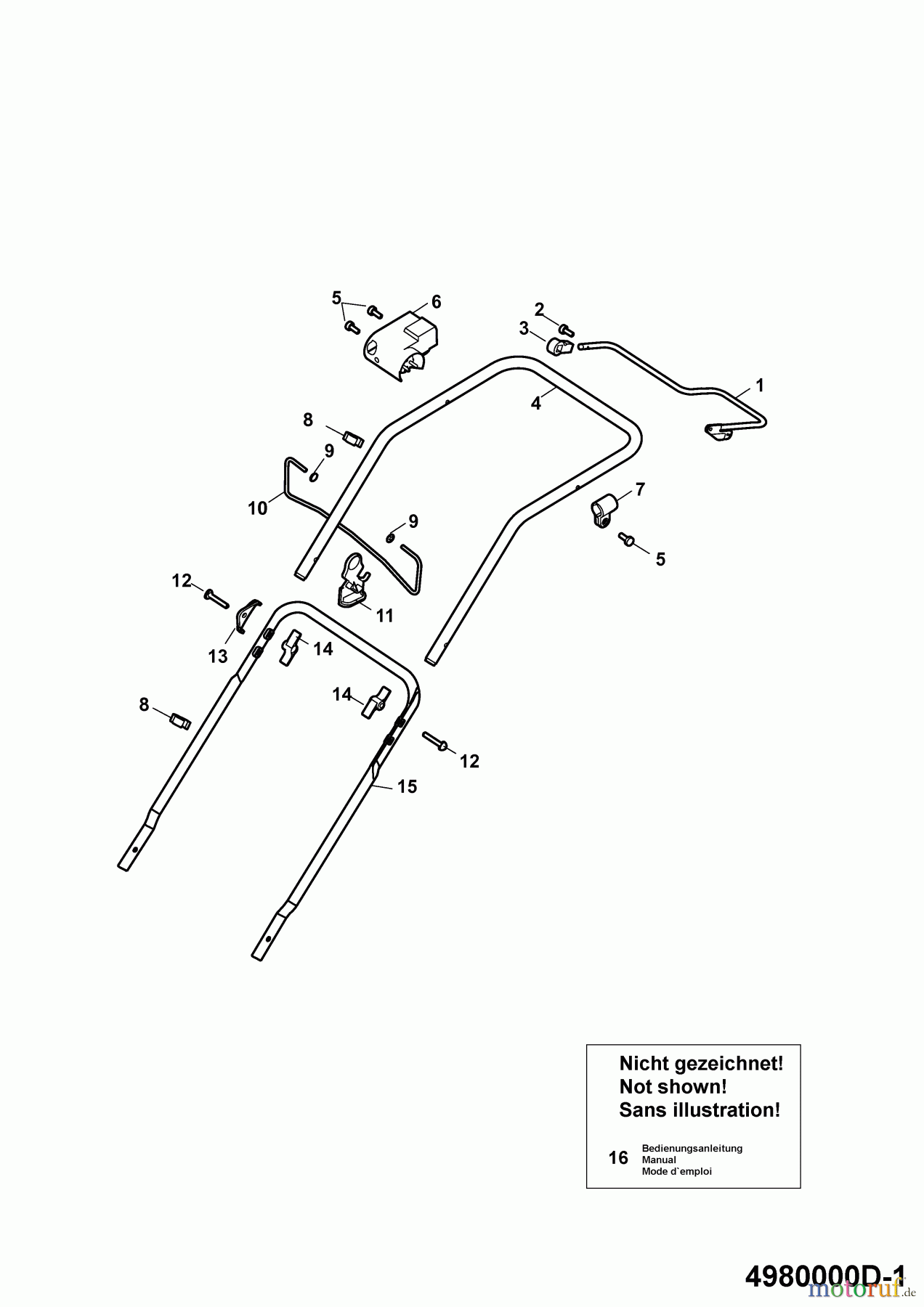  Wolf-Garten Electric mower Power Edition 40 E-1 4980000 Series D  (2009) Handle