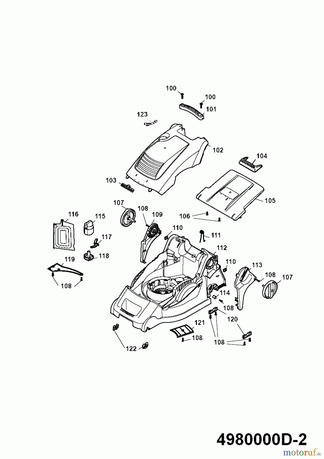  Wolf-Garten Electric mower Power Edition 40 E-1 4980000 Series D  (2009) Deck housing