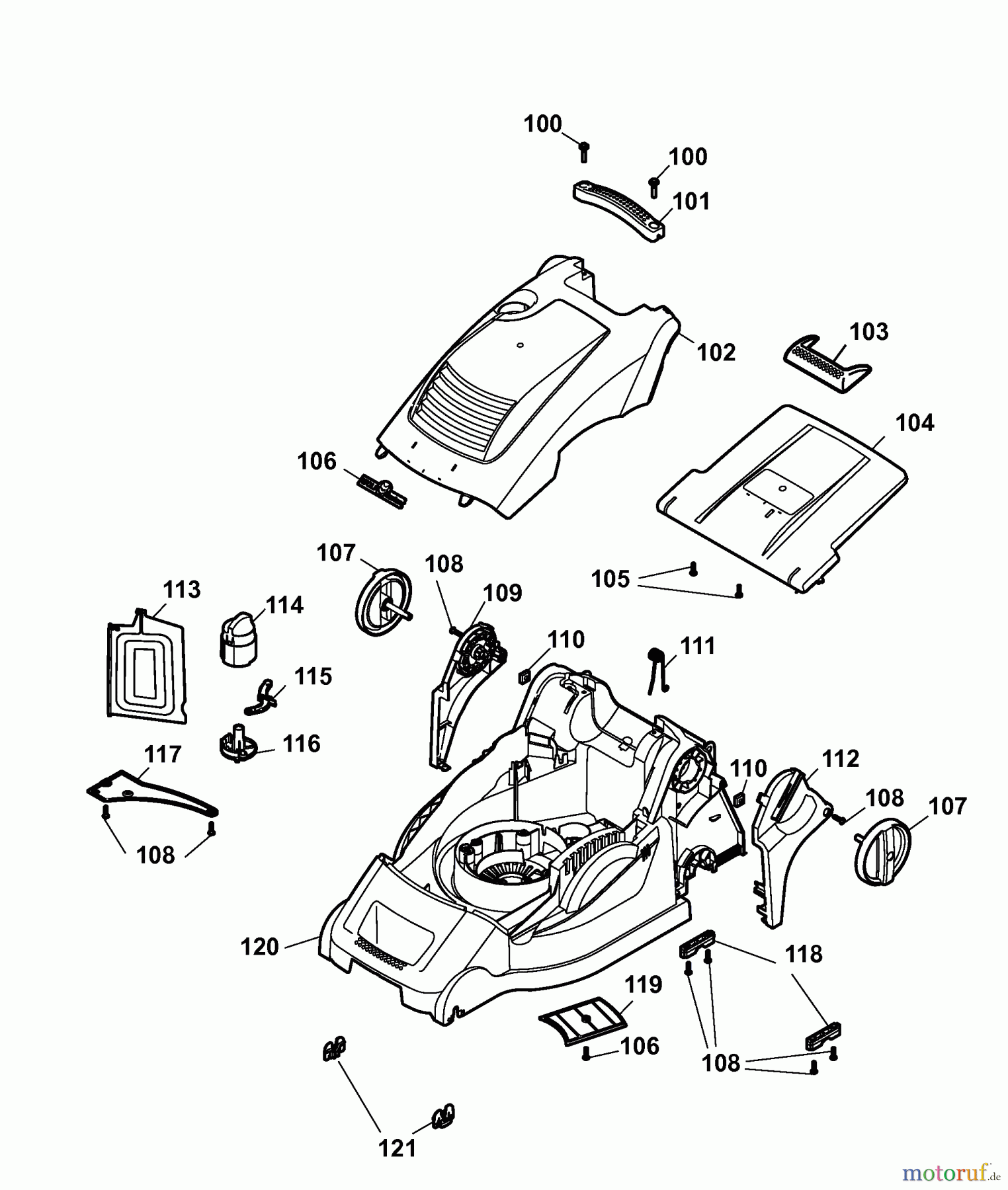  Wolf-Garten Electric mower Power Edition 40 E-1 4980002 Series A  (2009) Deck housing