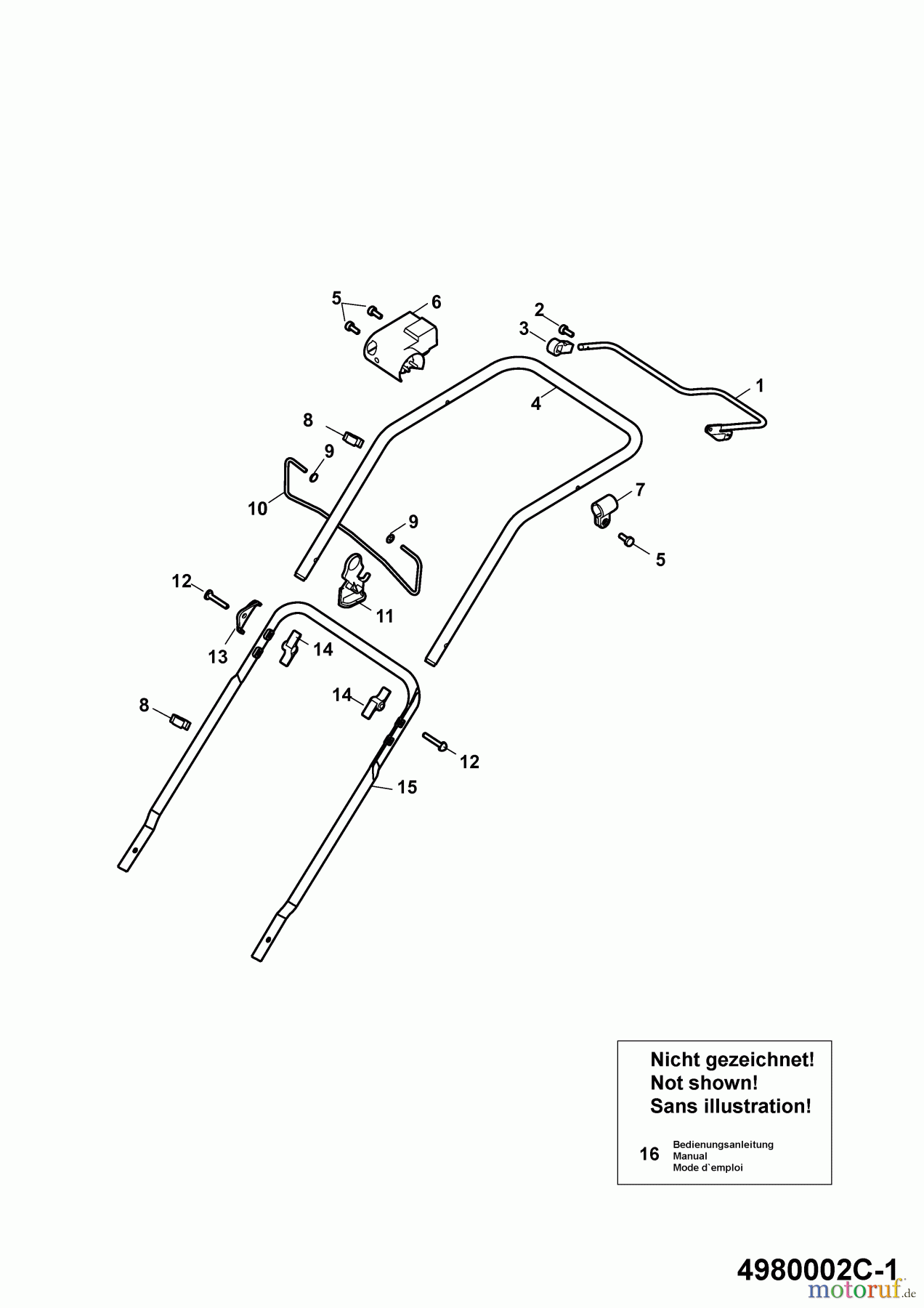  Wolf-Garten Electric mower Power Edition 40 E-1 4980002 Series C  (2009) Handle