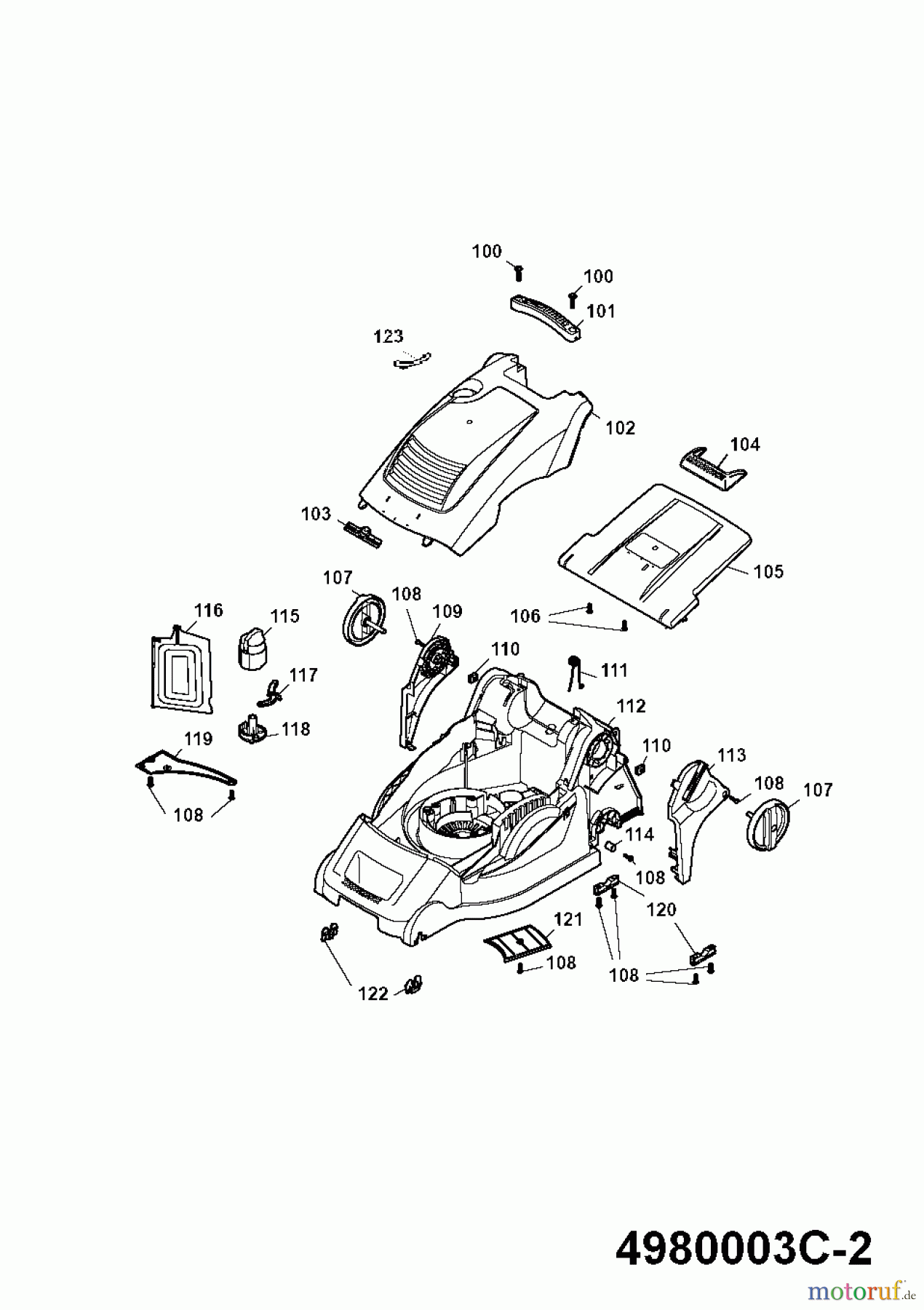  Wolf-Garten Electric mower Power Edition 40 E-1 4980003 Series C  (2009) Deck housing