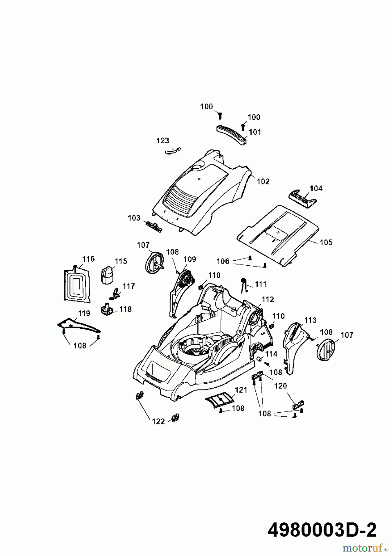  Wolf-Garten Electric mower Power Edition 40 E-1 4980003 Series D  (2009) Deck housing