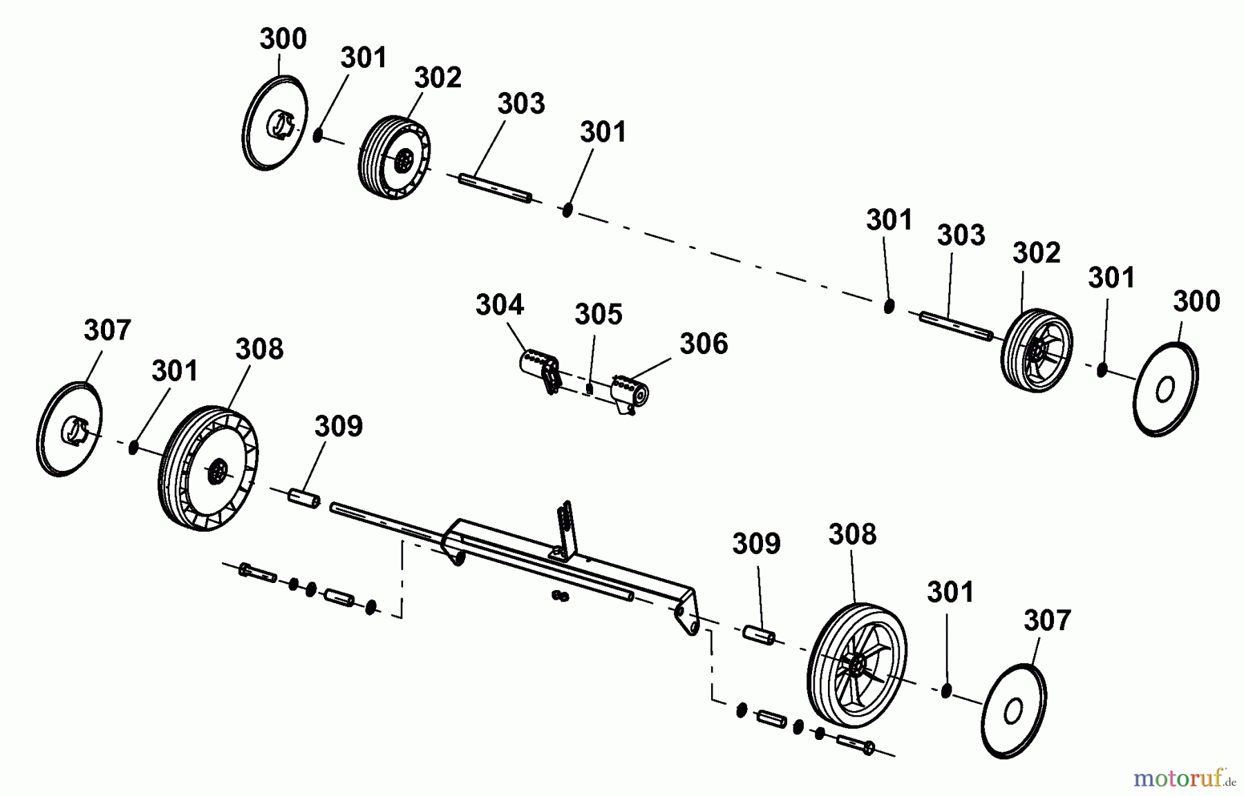  Wolf-Garten Electric verticutter Campus 300 VK 6020006 Series A  (2008) Axles, Wheels