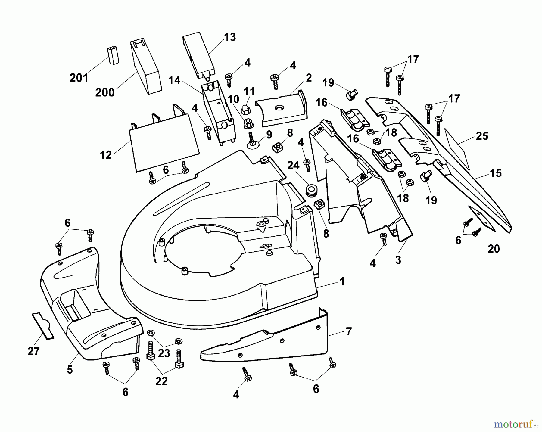  Wolf-Garten Petrol mower self propelled Concept 47 BAi 6460000 Series A  (1999) Deck housing