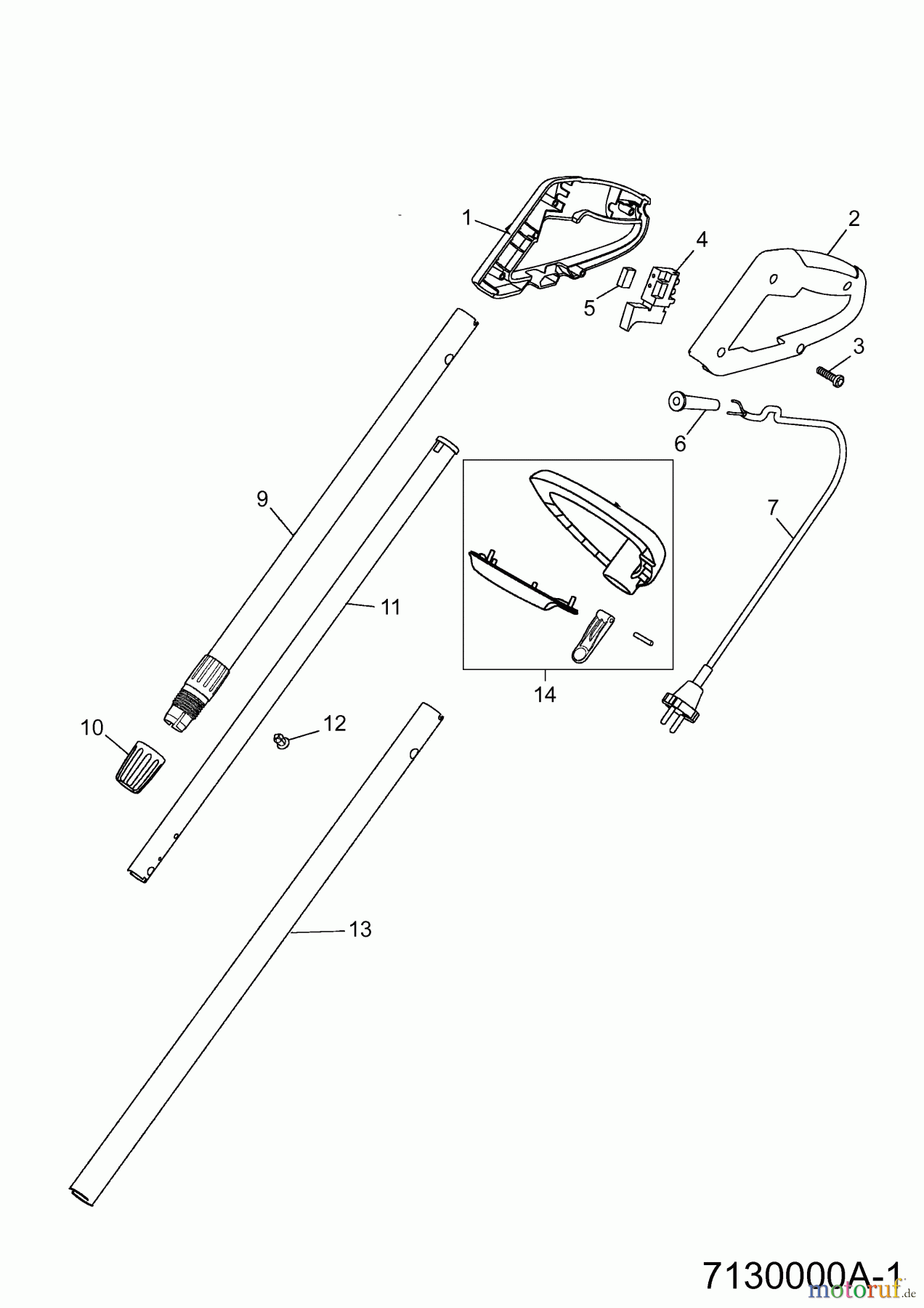  Wolf-Garten Electric trimmer GT 840 7130000 Series A  (2004) Handle, Switch