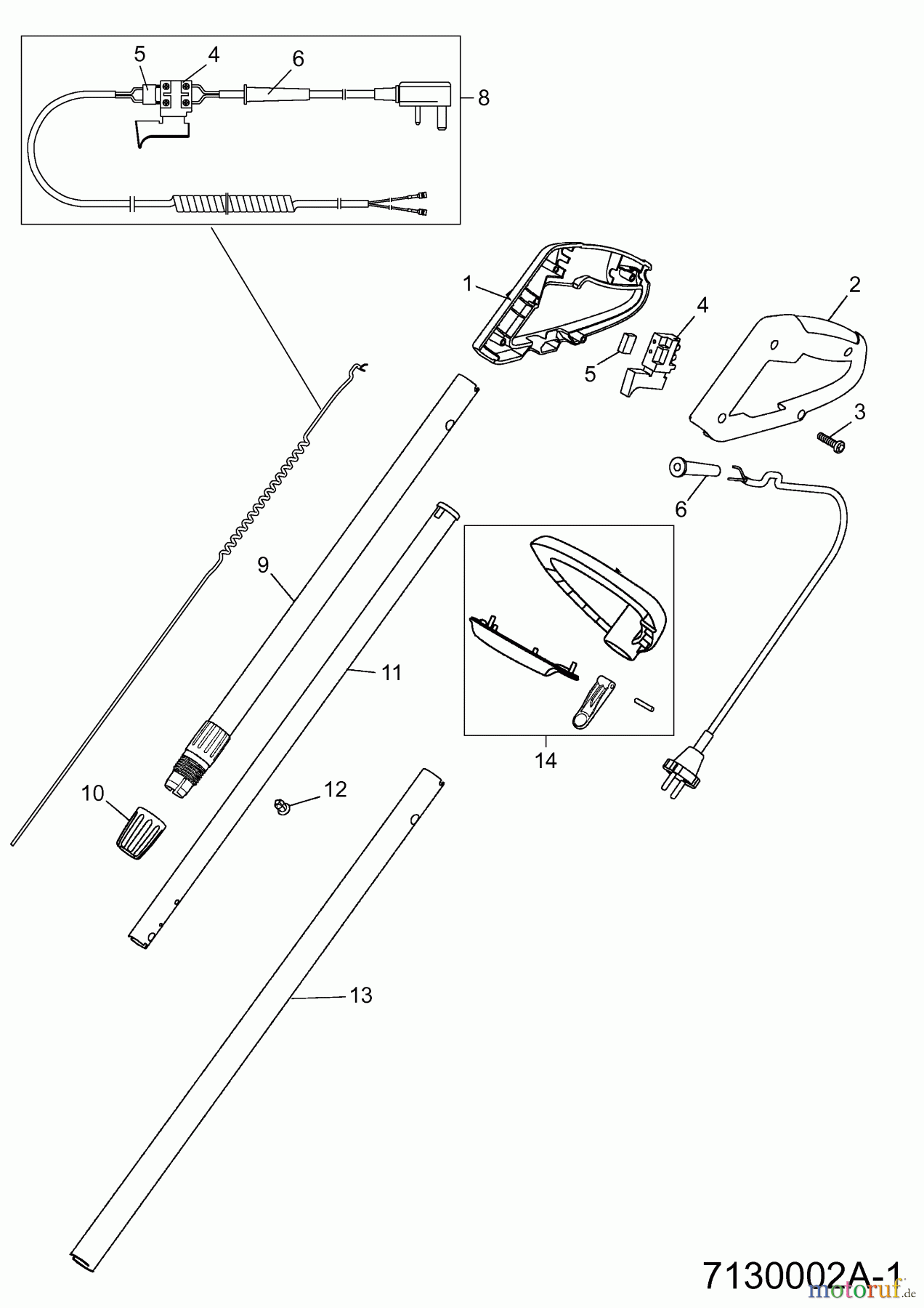  Wolf-Garten Electric trimmer GT 840 7130002 Series A  (2004) Handle, Switch