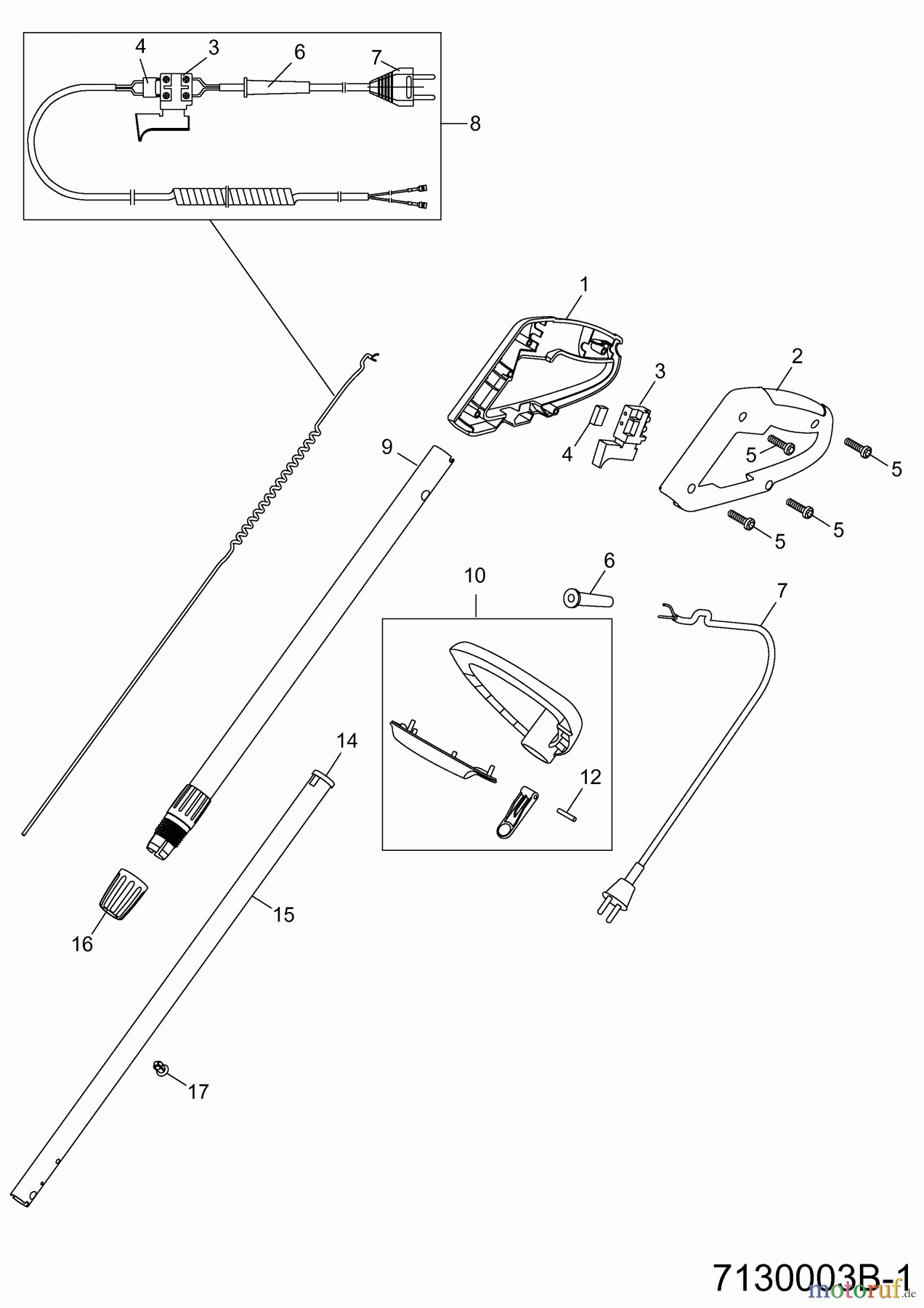  Wolf-Garten Electric trimmer GT 840 7130003 Series B  (2007) Handle